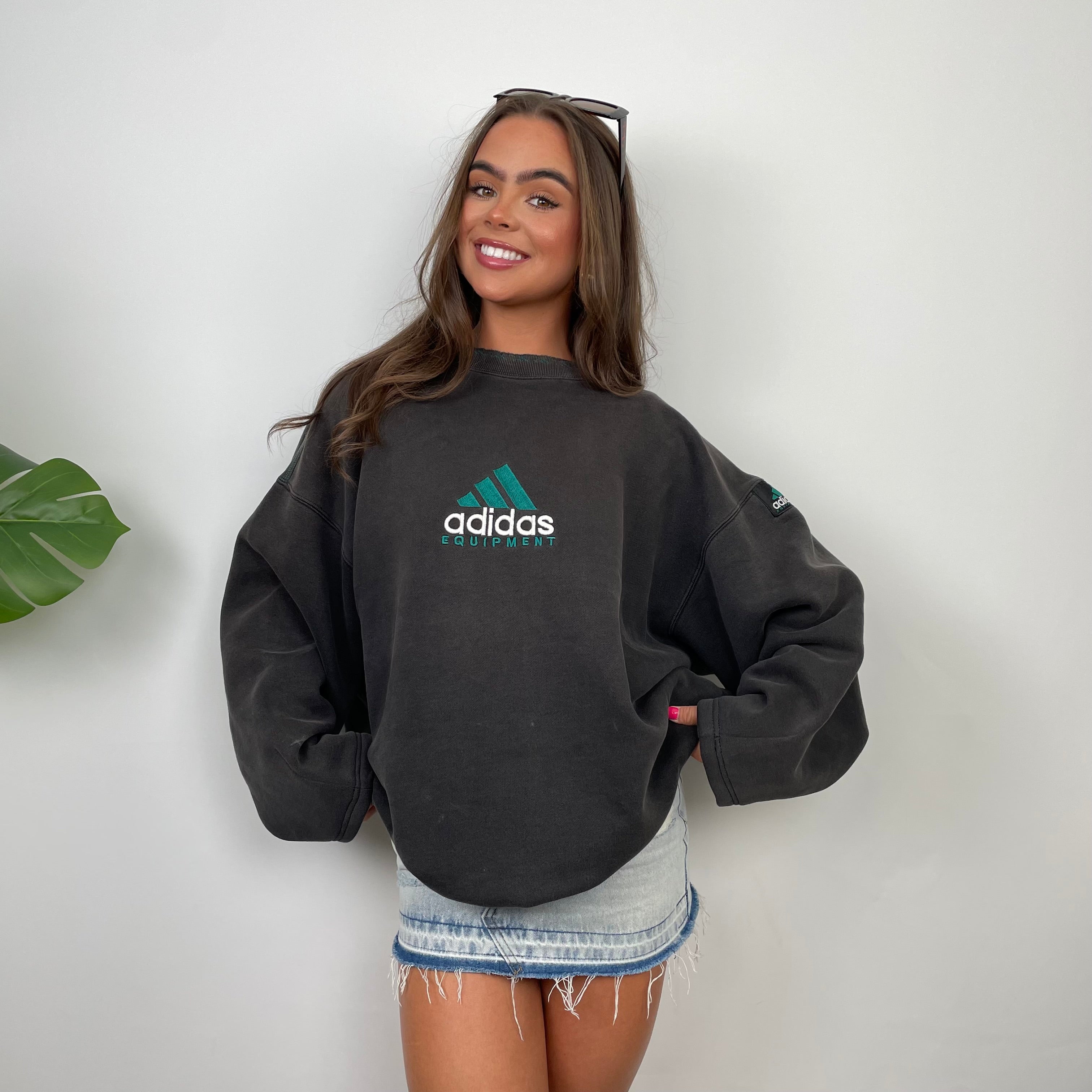 Adidas Equipment Grey Embroidered Spell Out Sweatshirt (M)