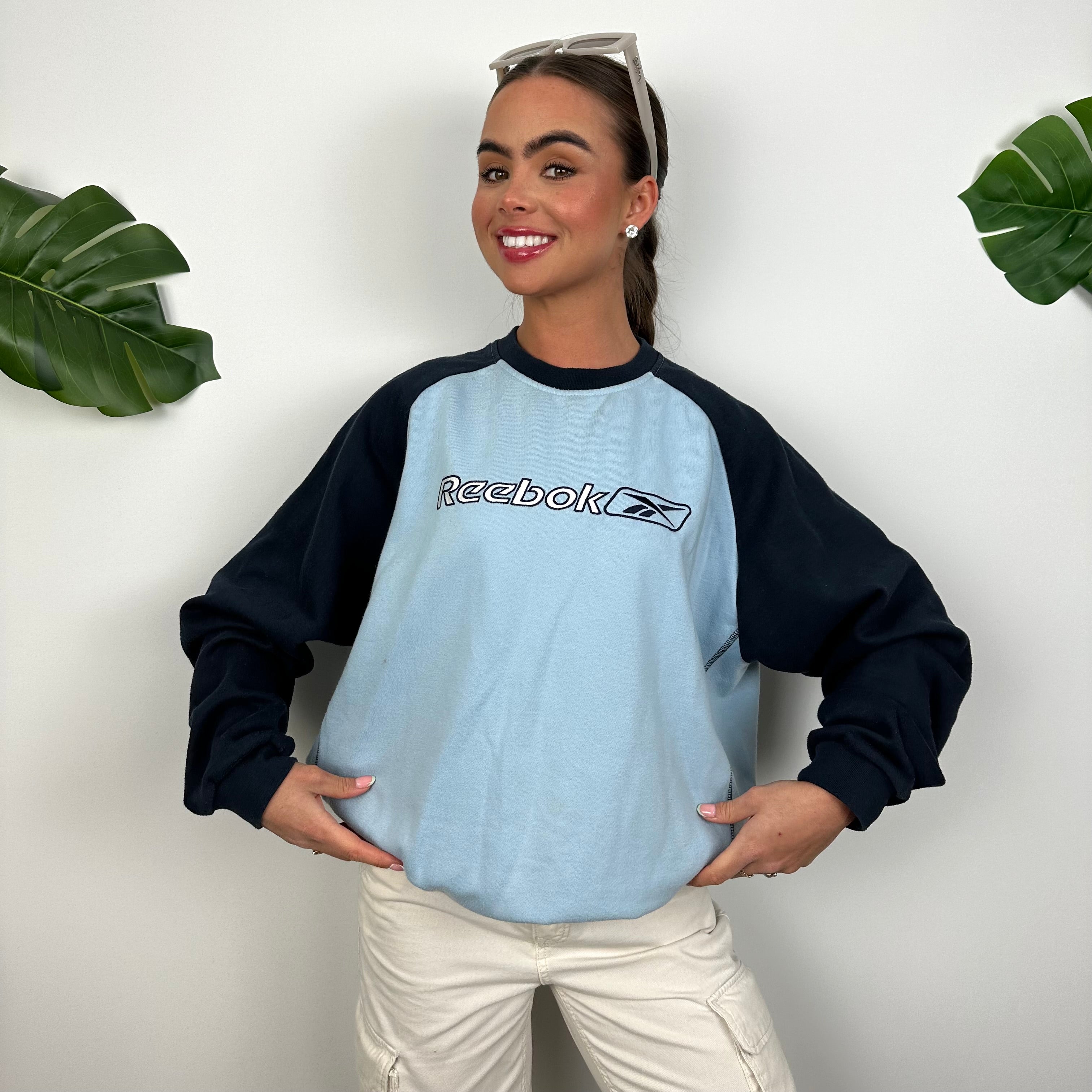 Reebok Baby Blue Embroidered Spell Out Sweatshirt (L)