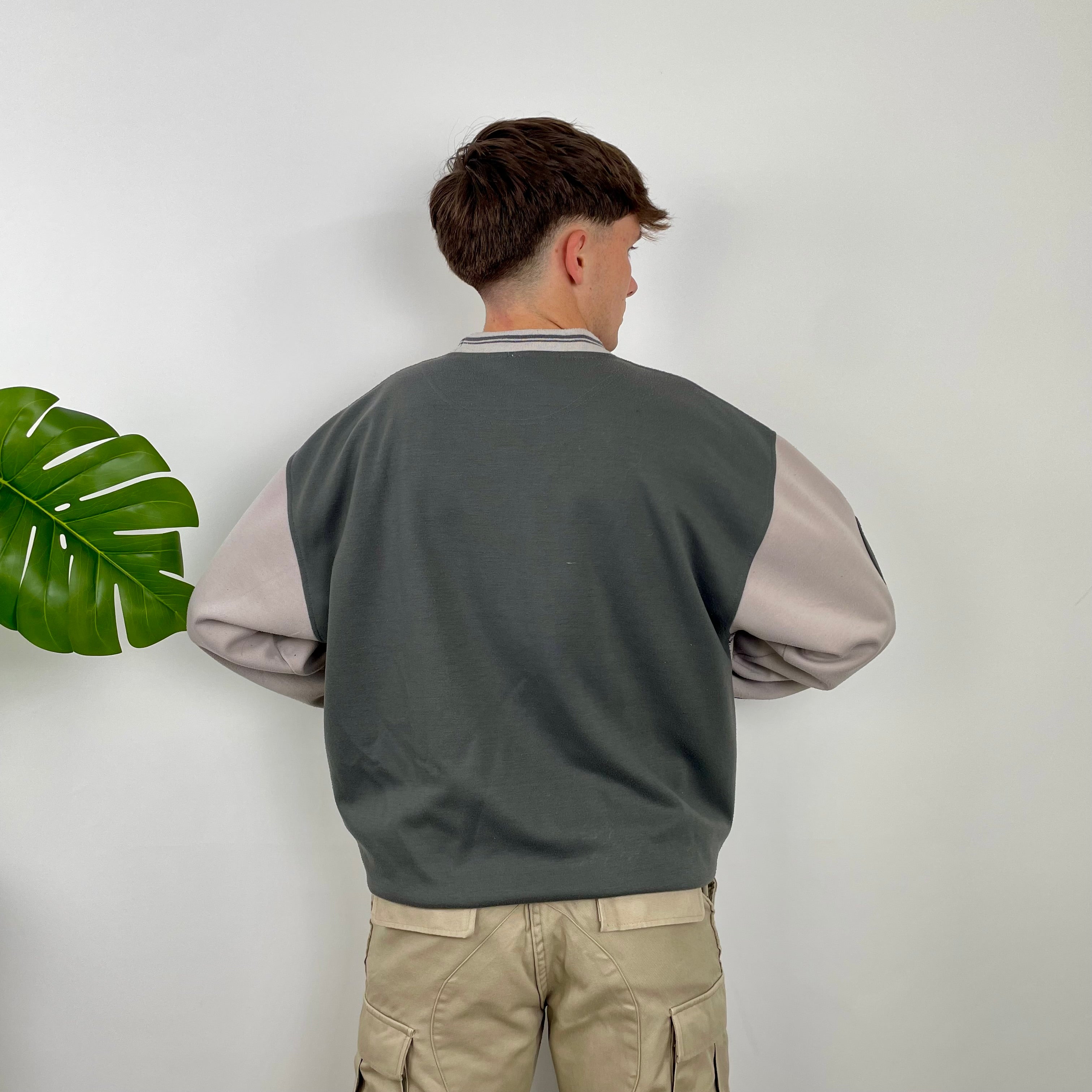 Adidas Grey Embroidered Spell Out Sweatshirt (L)