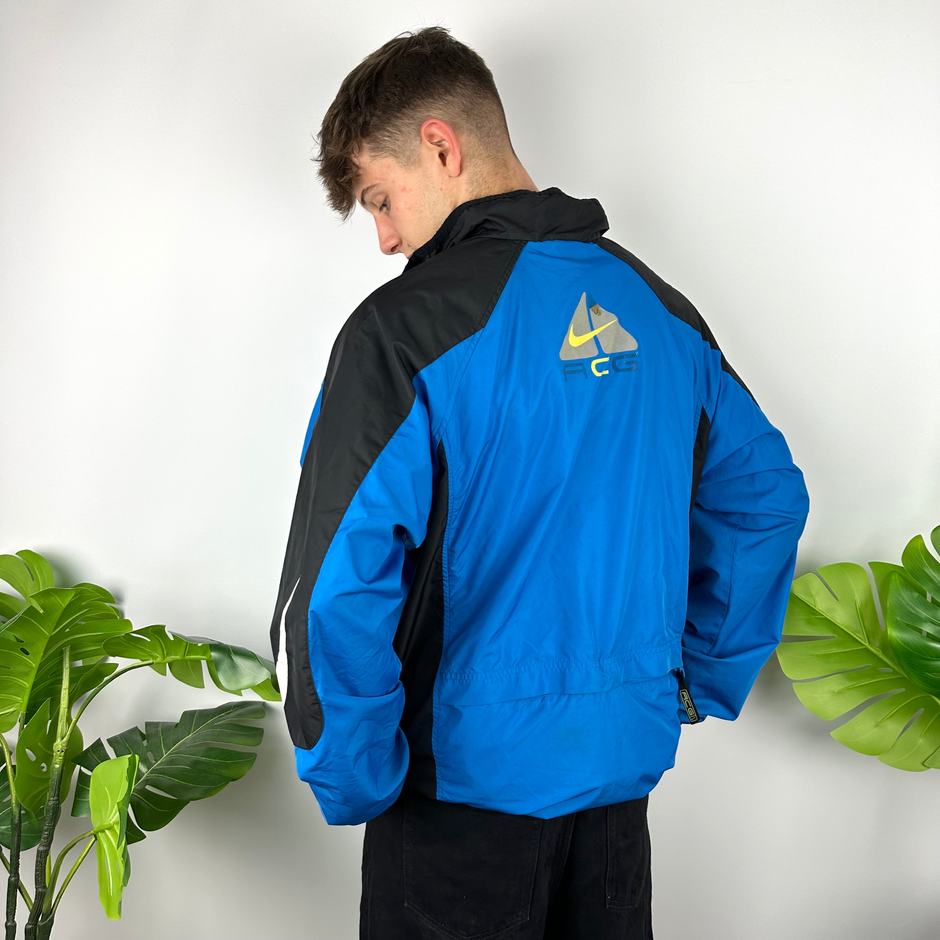 Nike ACG Blue Embroidered Spell Out Windbreaker Jacket (L)