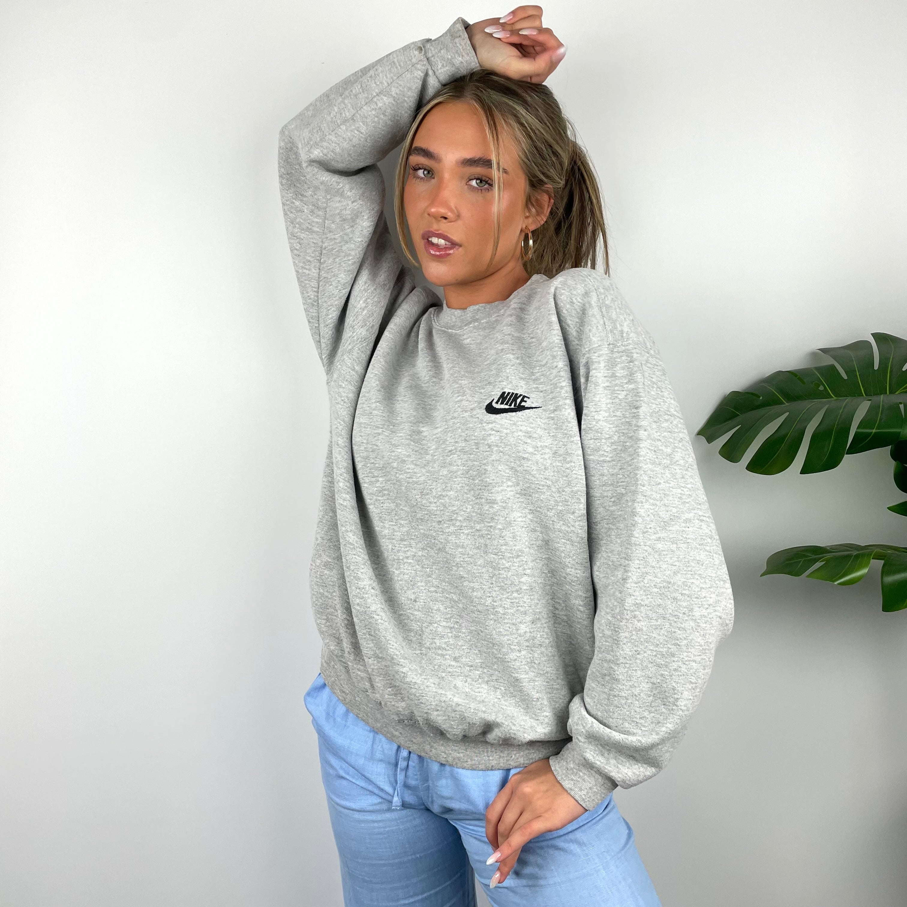 Nike RARE Grey Embroidered Spell Out Sweatshirt (S)