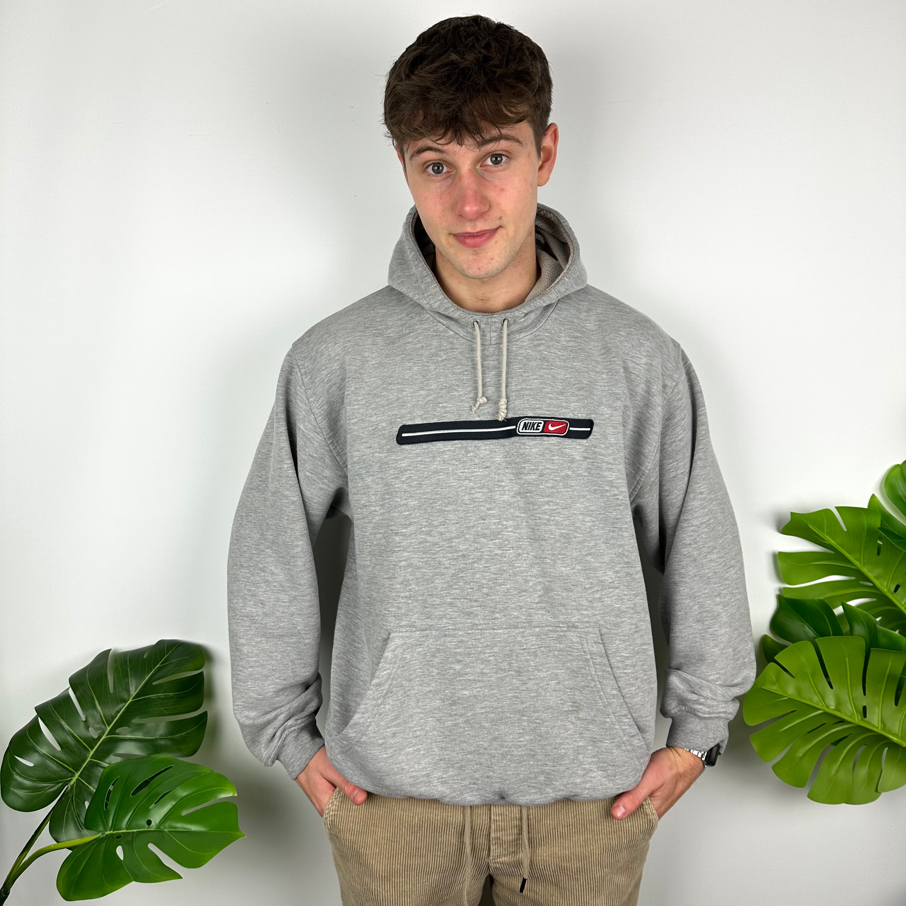 Nike Grey Embroidered Spell Out Hoodie (L)