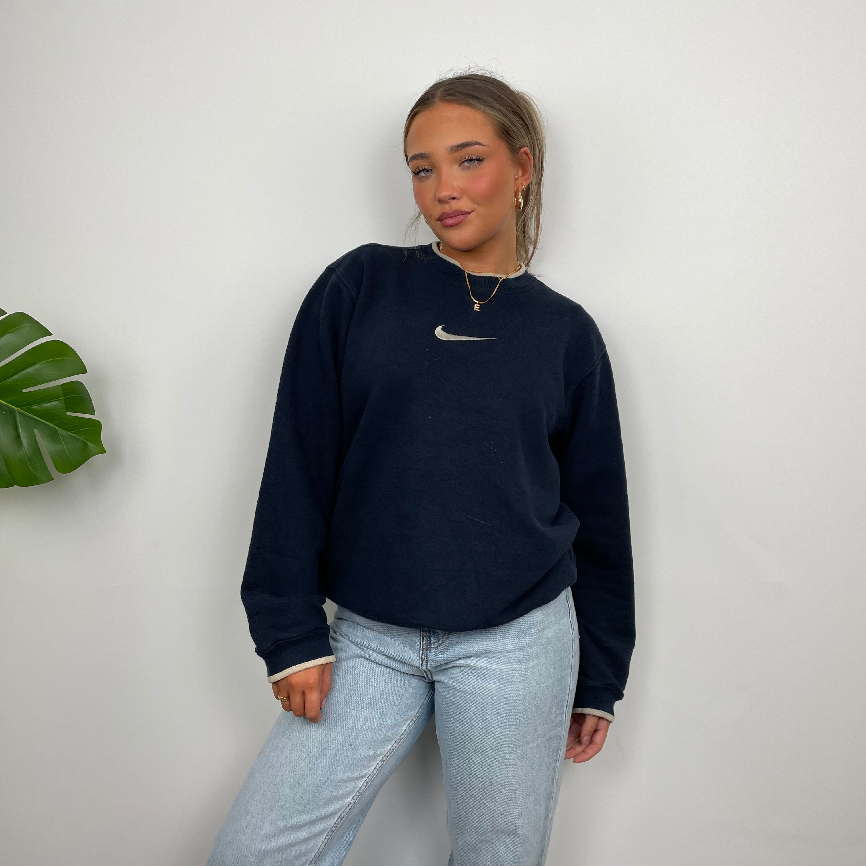 Nike Navy Embroidered Swoosh Sweatshirt (S)