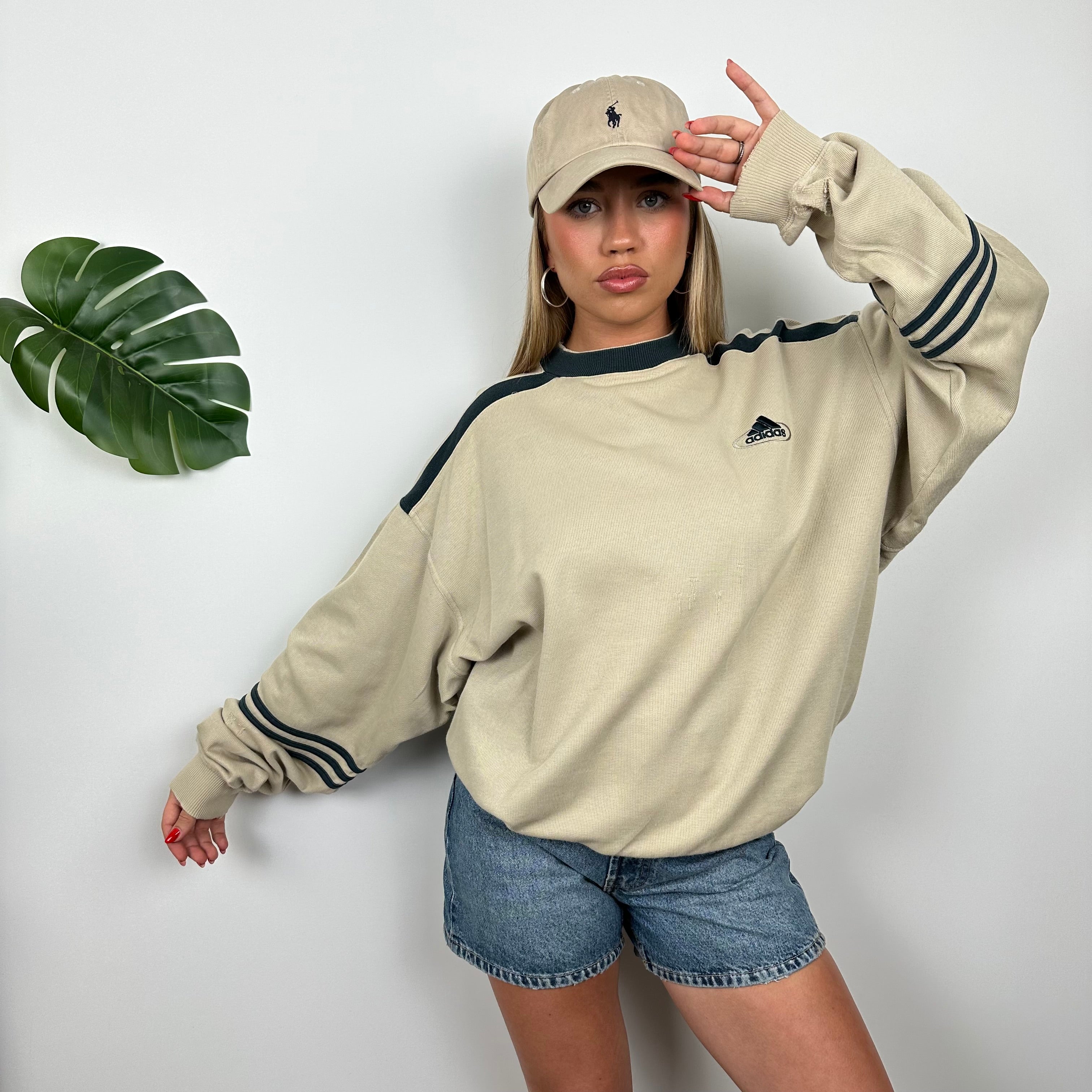 Adidas Tan Embroidered Spell Out Sweatshirt (L)