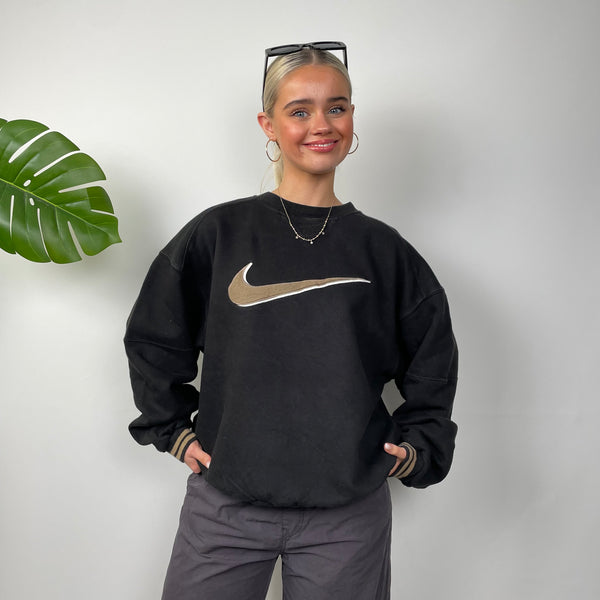 Nike Black Embroidered Swoosh Sweatshirt (M)