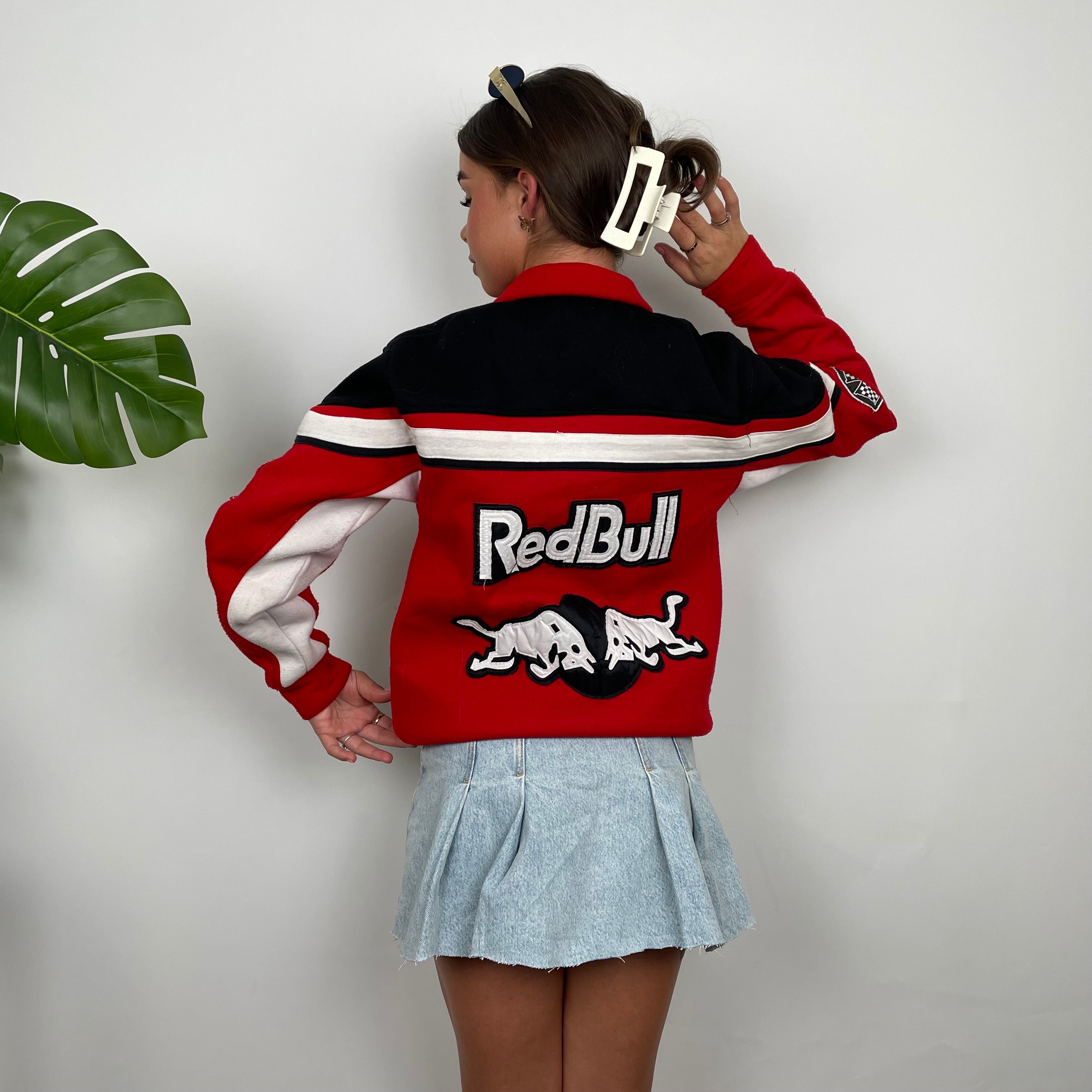 Red Bull Racing Red Embroidered Spell Out Zip Up Jacket (M)