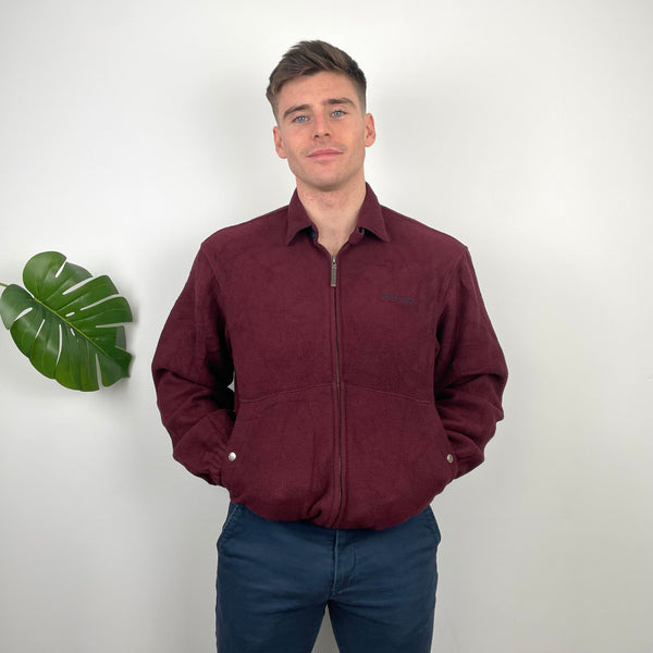 Polo Ralph Lauren Maroon Embroidered Spell Out Fleece Zip Up (M)