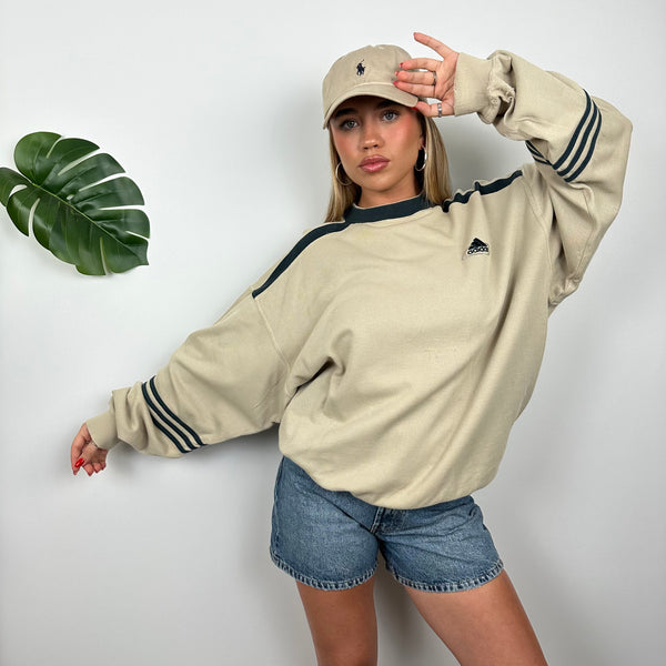 Adidas Tan Embroidered Spell Out Sweatshirt (L)