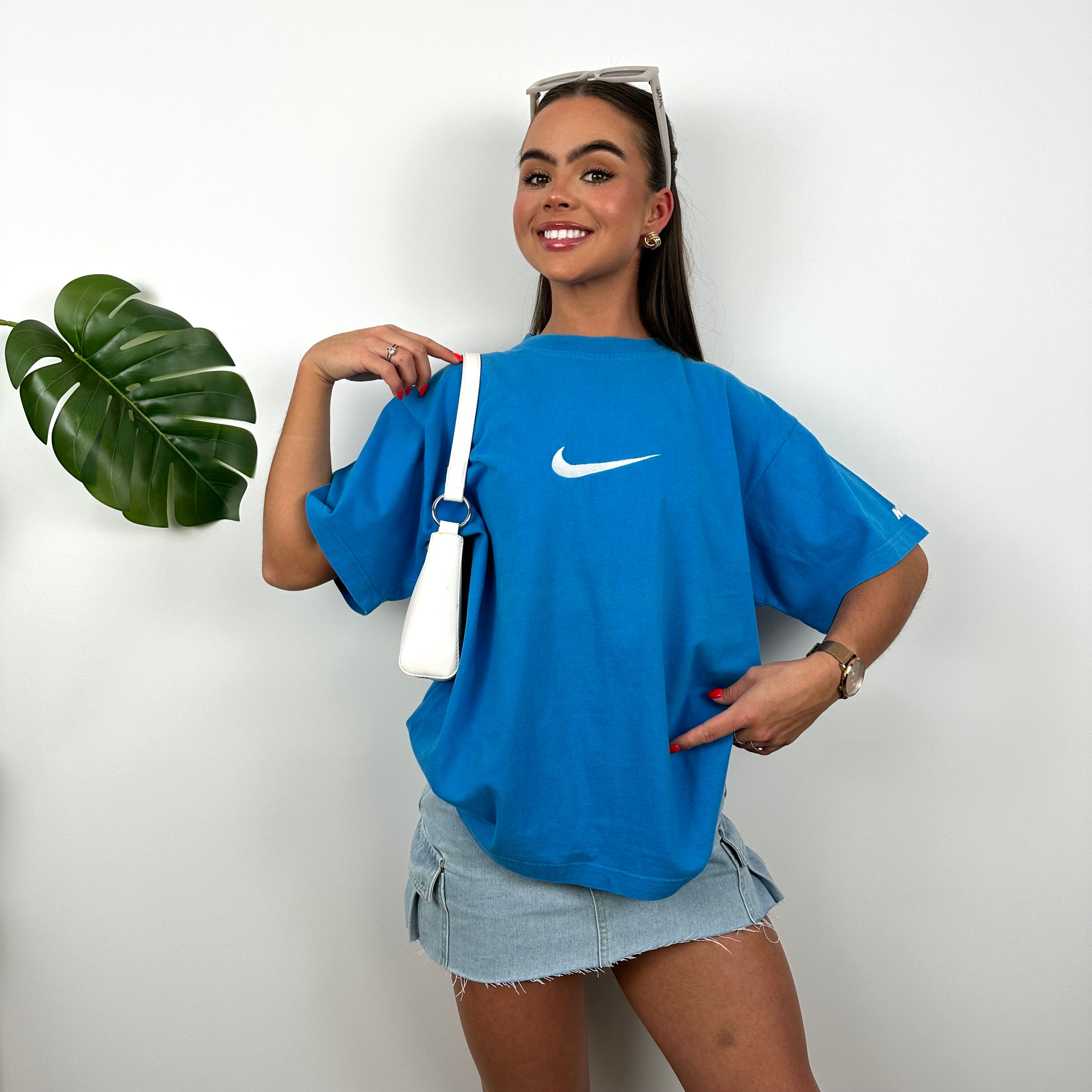 Nike Blue Embroidered Swoosh T Shirt (L)