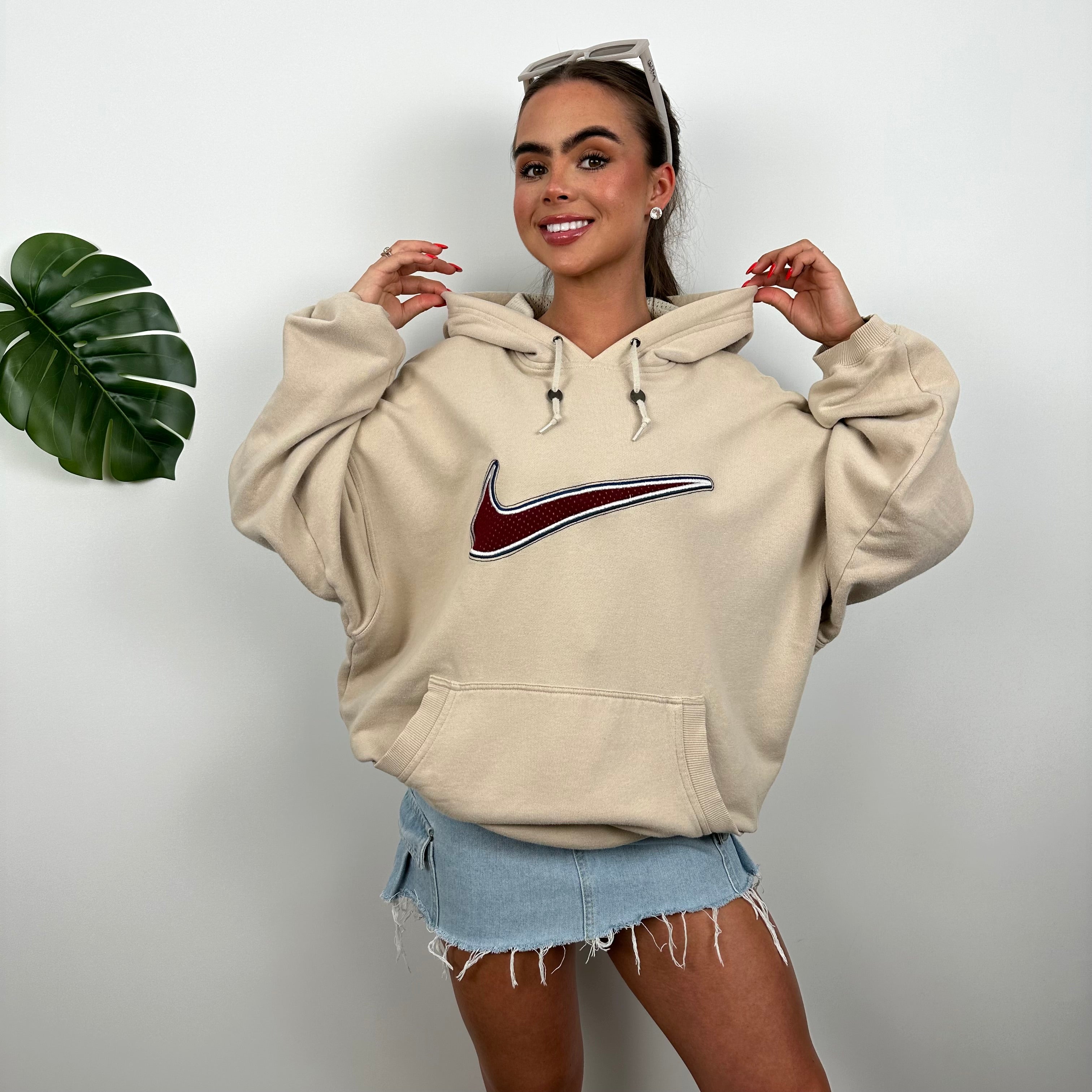 Nike Cream Embroidered Swoosh Hoodie (L)