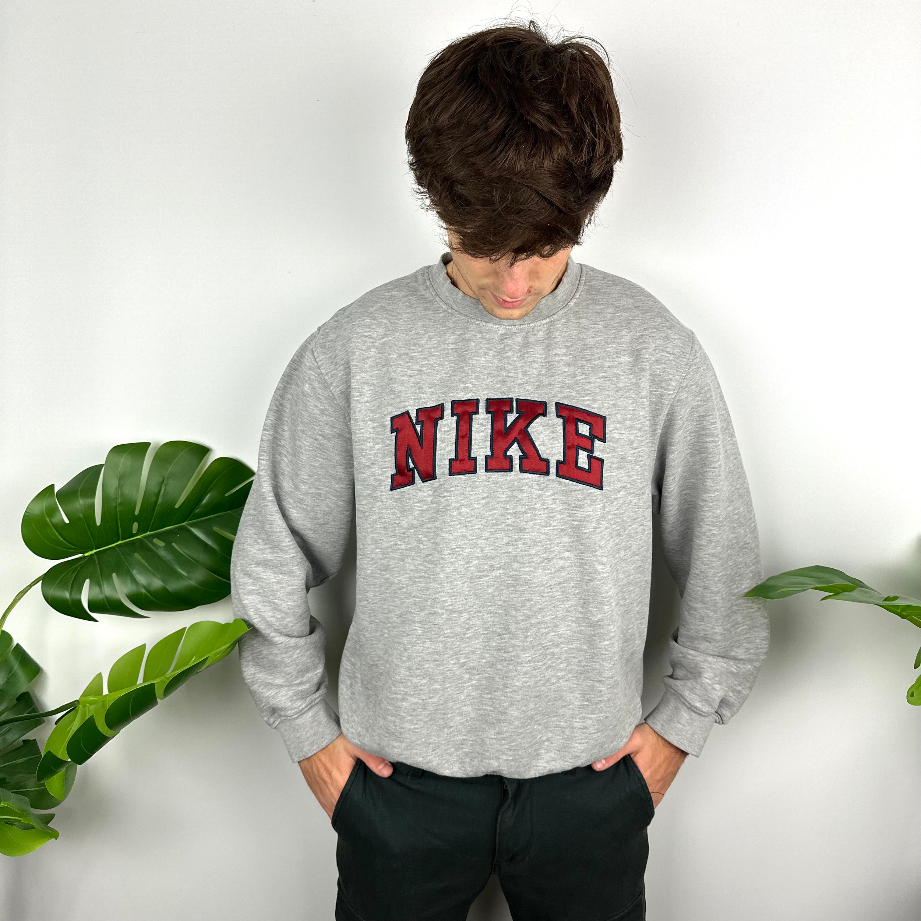 Nike Grey Embroidered Spell Out Sweatshirt (M)