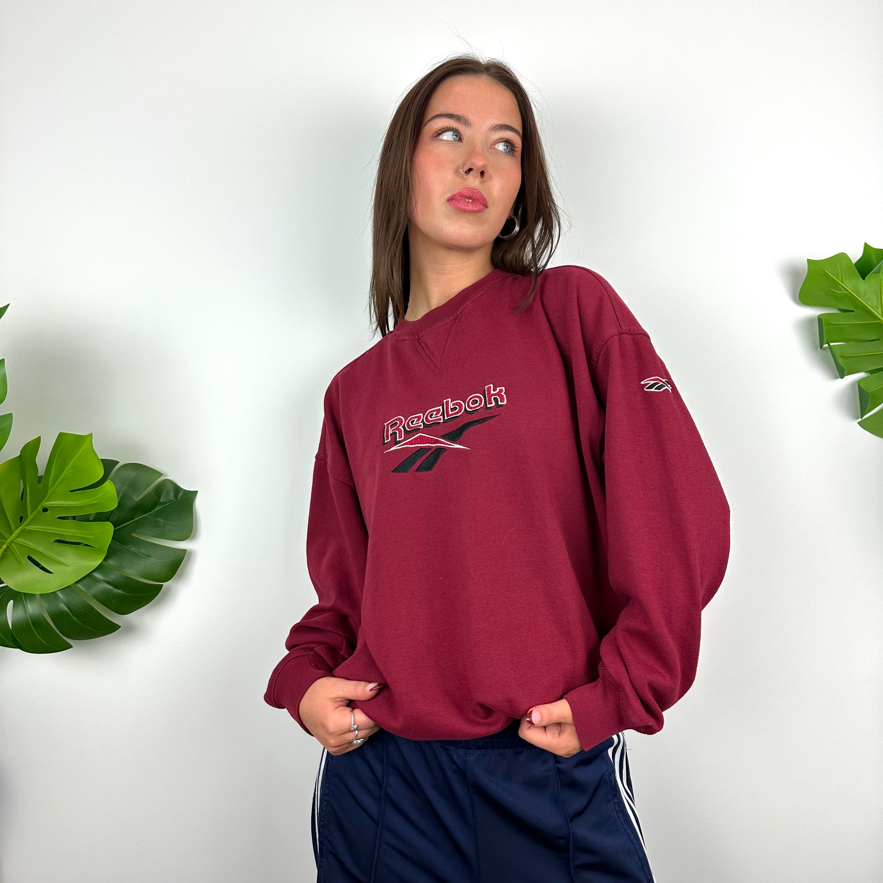 Reebok Red Embroidered Spell Out Sweatshirt (M)