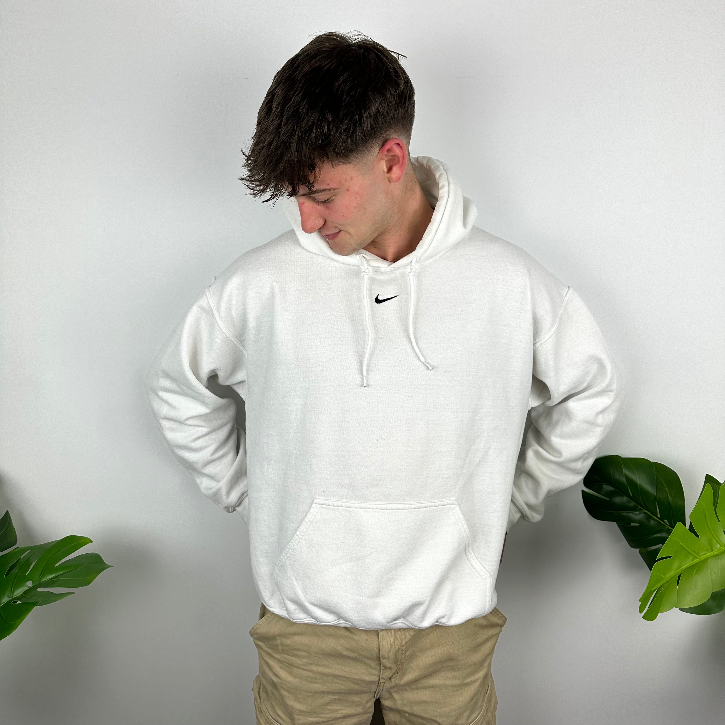 Nike White Embroidered Centre Swoosh Hoodie As Worn By Travis Scott (M)