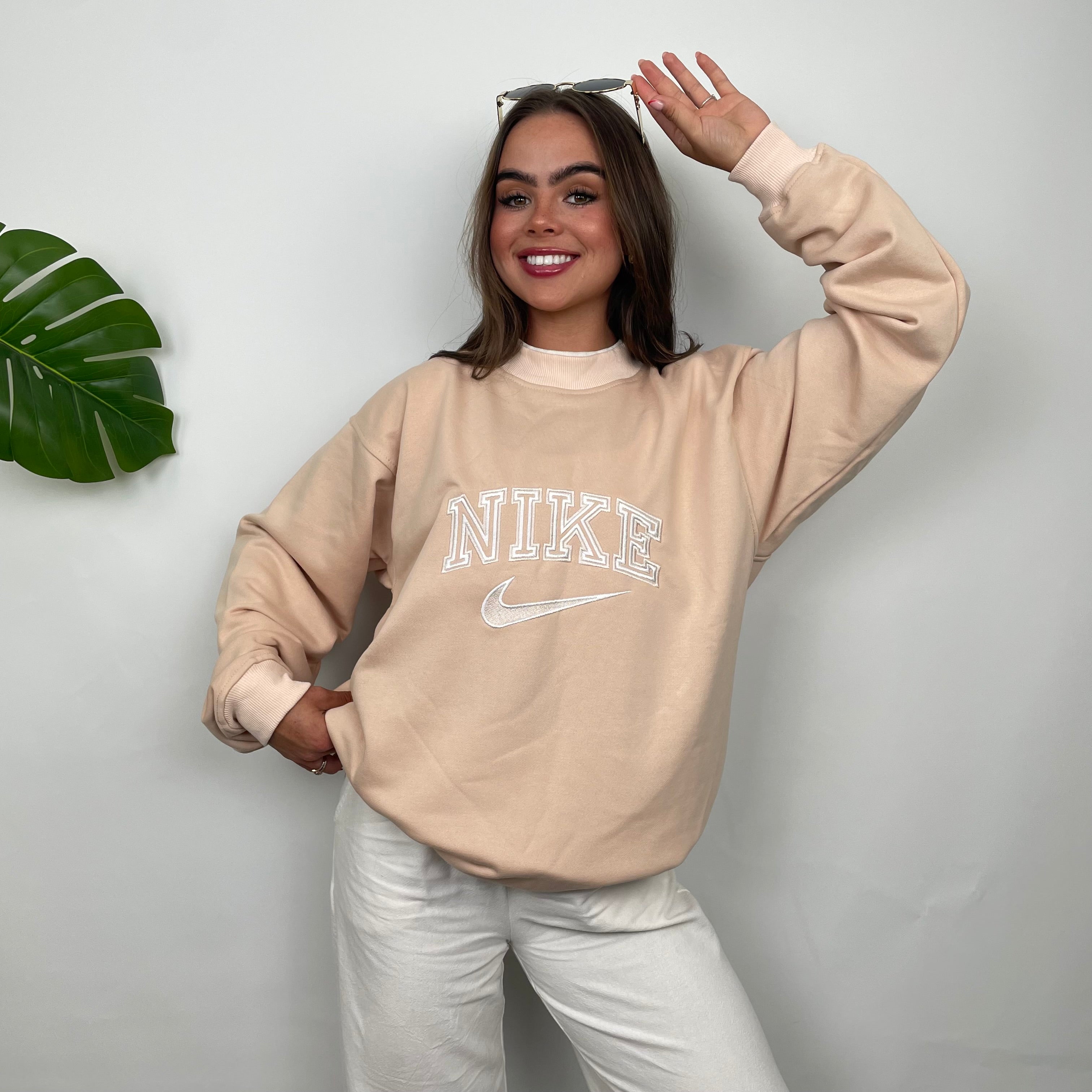 Nike Almond Embroidered Spell Out Sweatshirt (L)