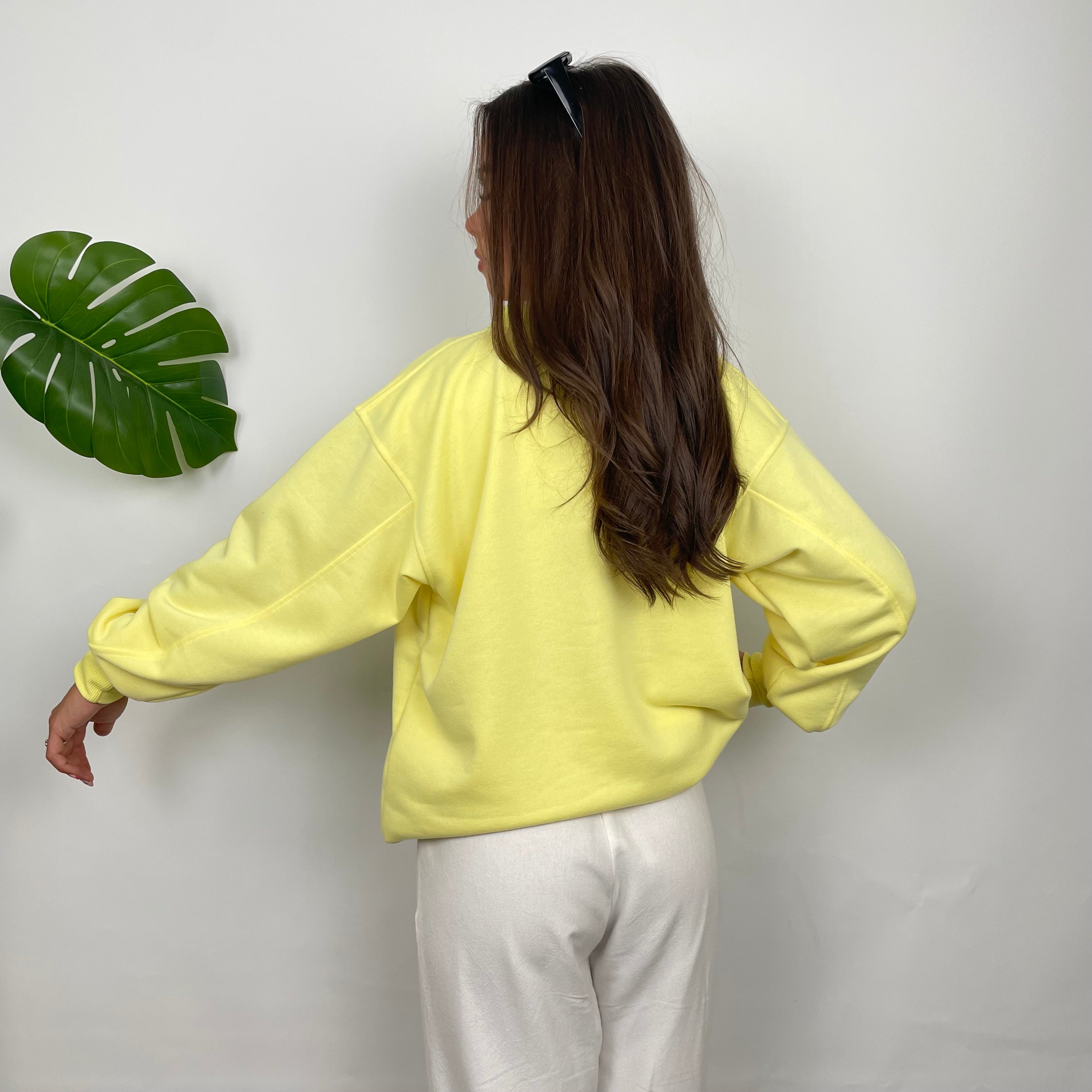 Nike Pastel Yellow Embroidered Spell Out Sweatshirt (L)