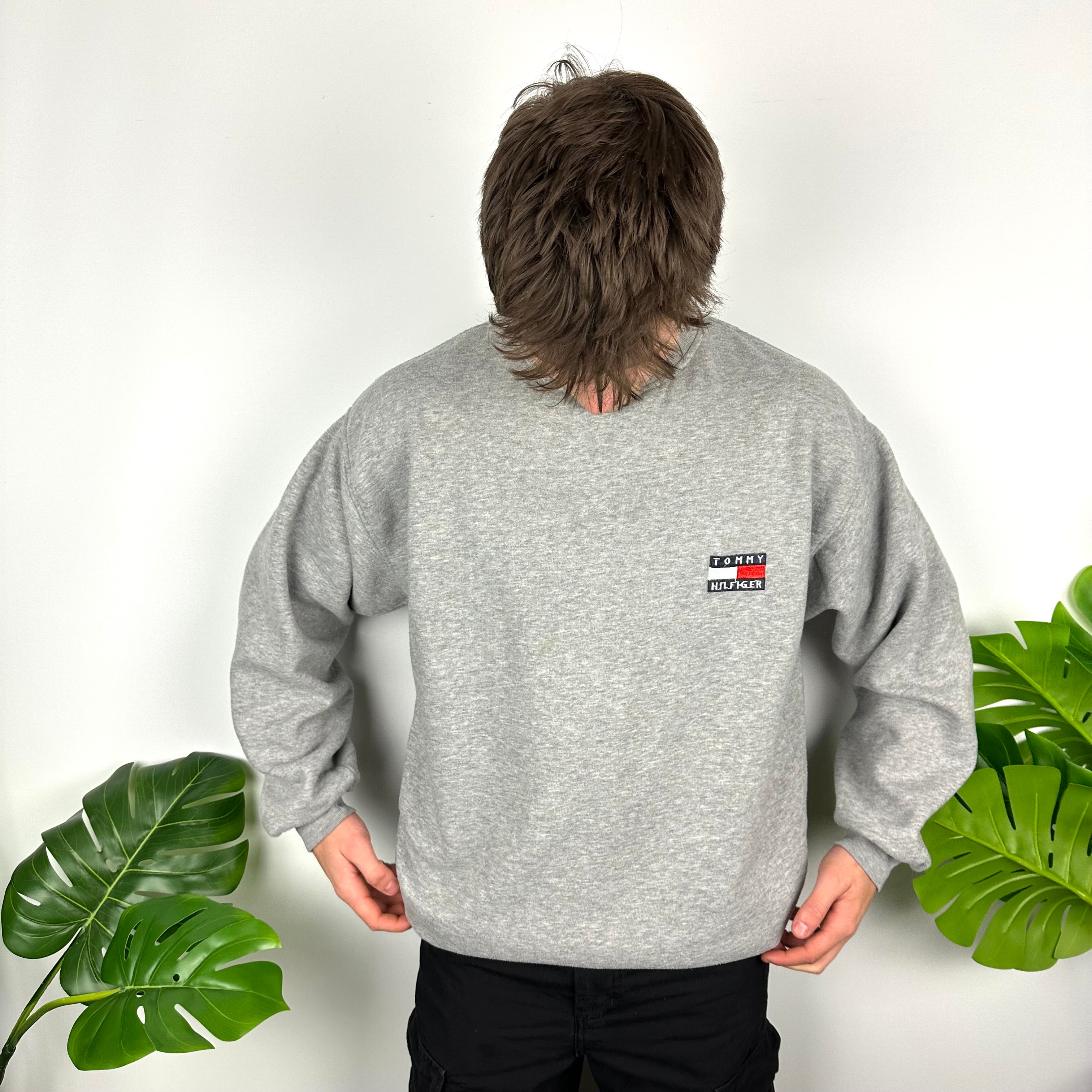 Tommy Hilfiger Grey Embroidered Spell Out Sweatshirt (L)