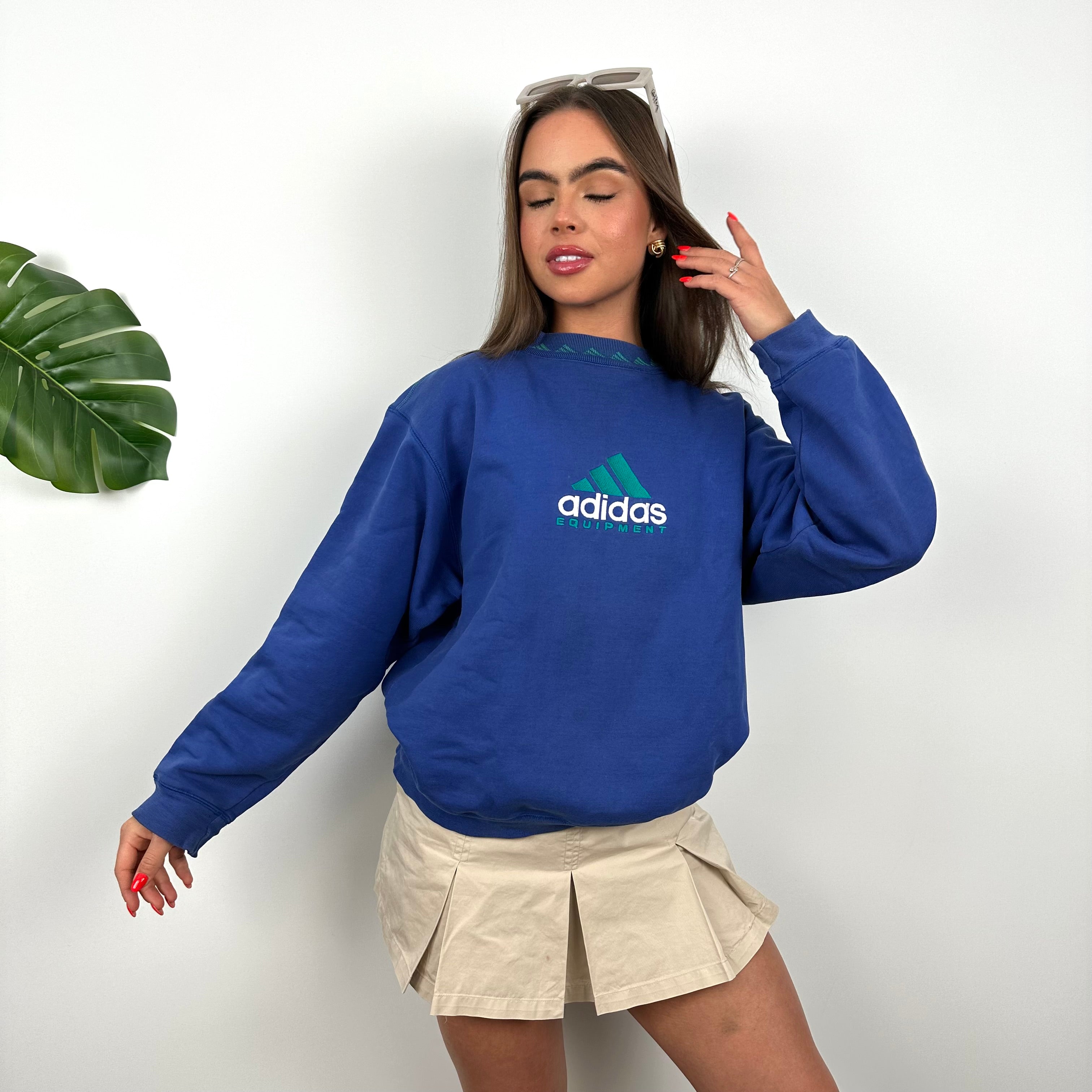 Adidas Equipment Blue Embroidered Spell Out Sweatshirt (M)