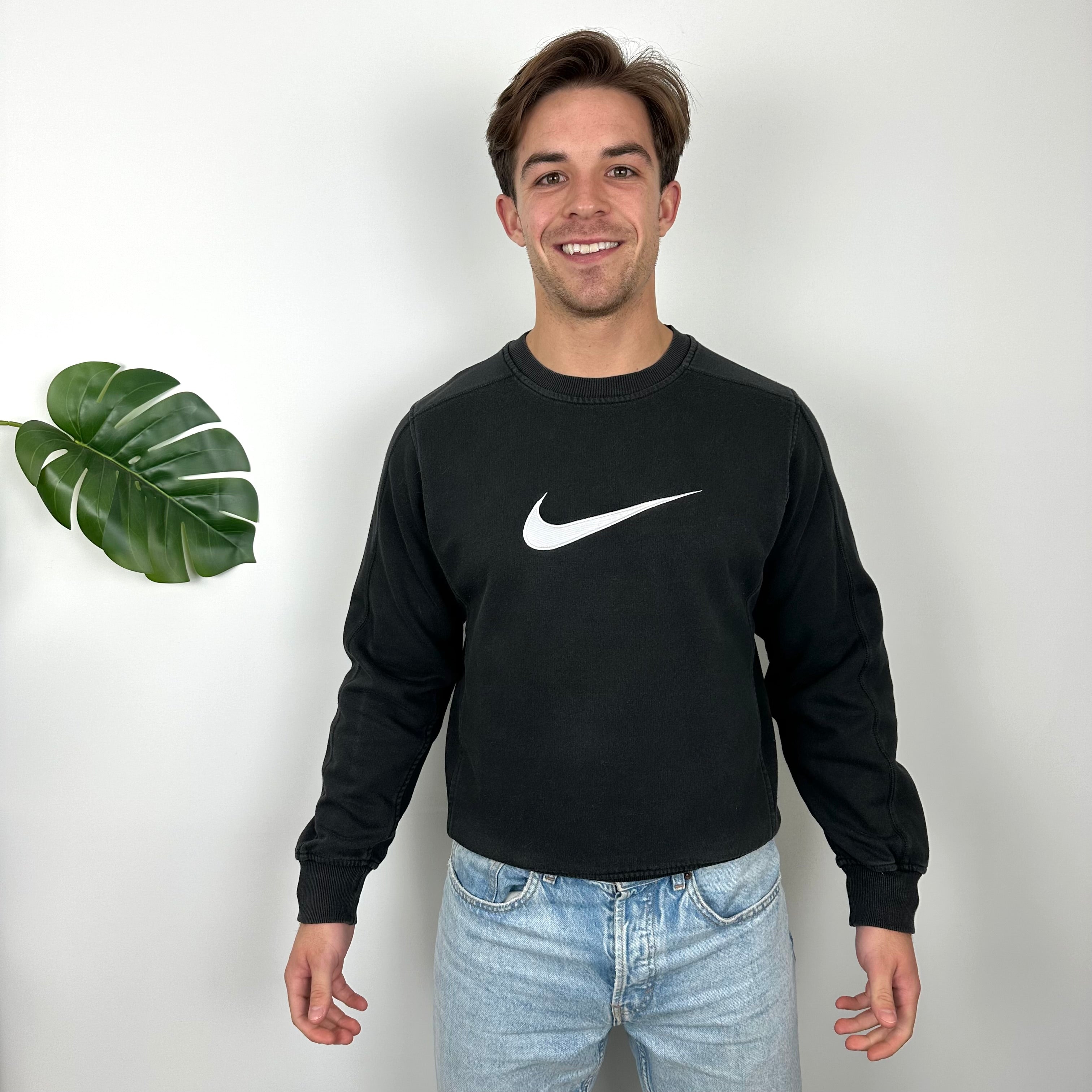 Nike Black Embroidered Swoosh Sweatshirt (S)