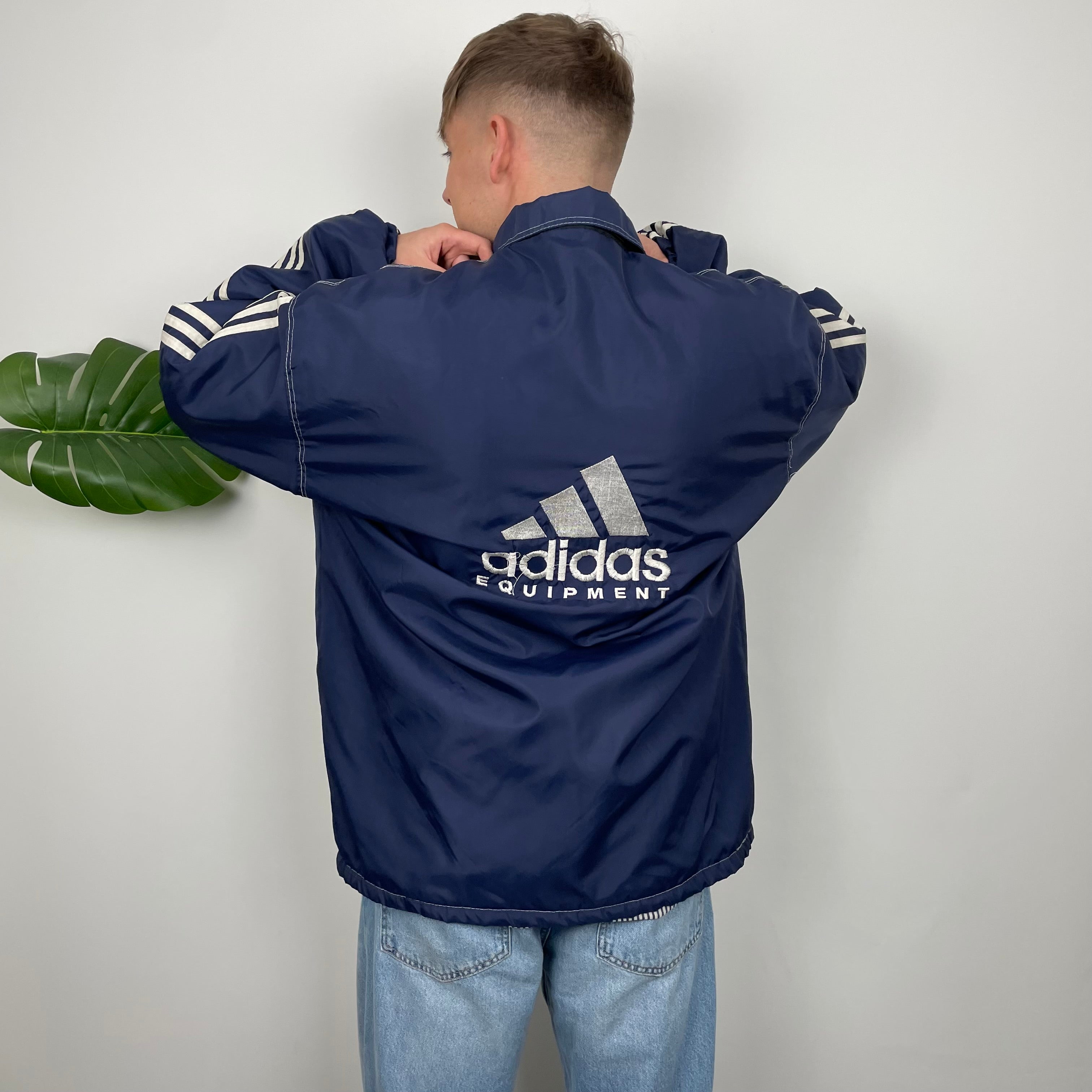 Adidas Equipment RARE Navy Embroidered Spell Out Padded Jacket (XXL)