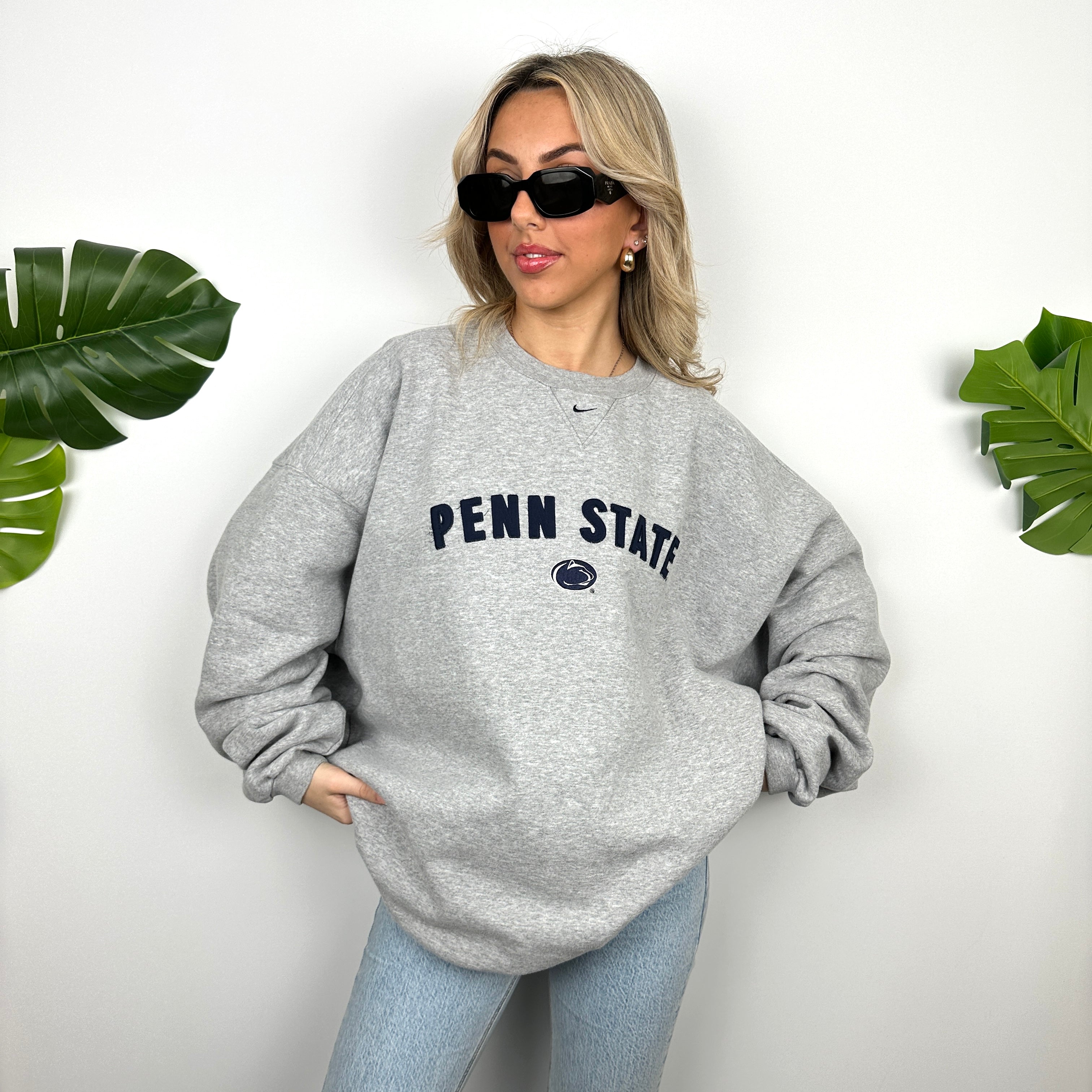 Nike x Penn State Grey Embroidered Spell Out Sweatshirt (XXL)