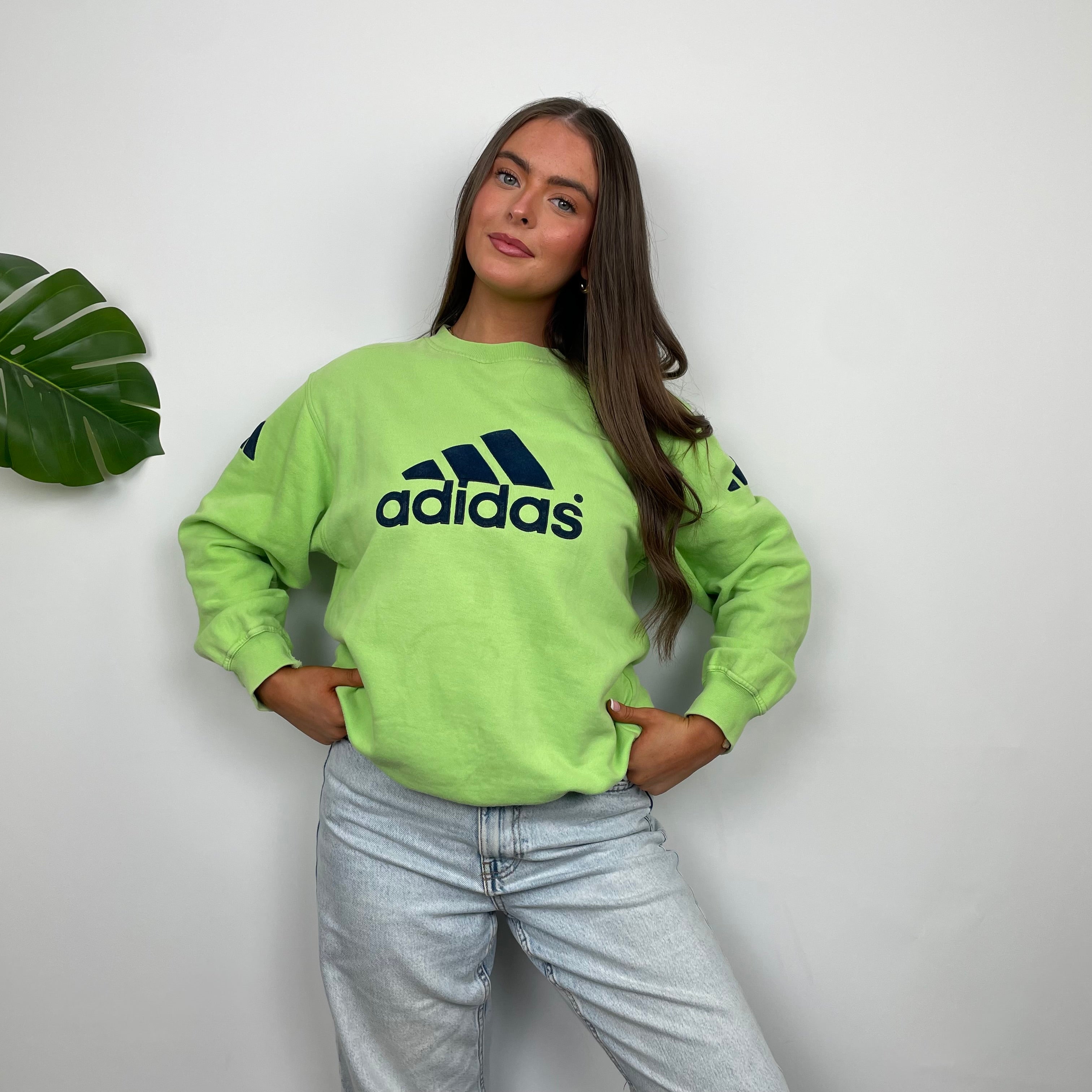 Adidas RARE Green Embroidered Spell Out Sweatshirt (S)