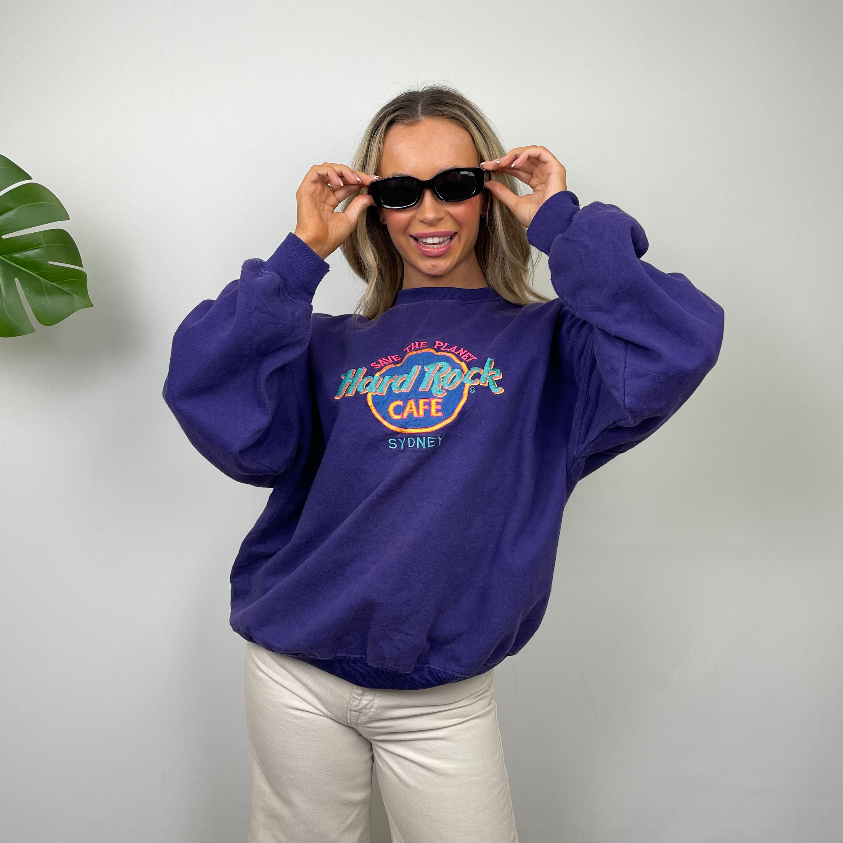 Hard Rock Cafe Sydney Purple Spell Out Sweatshirt (M)