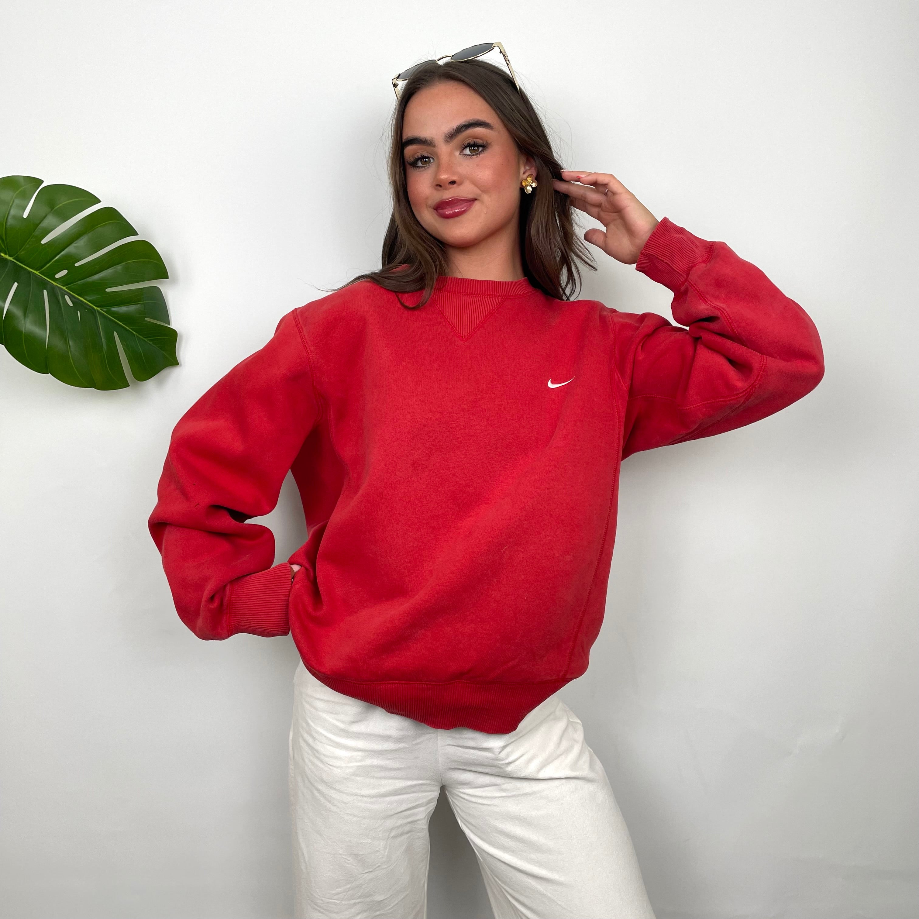 Nike Red Embroidered Swoosh Sweatshirt (S)