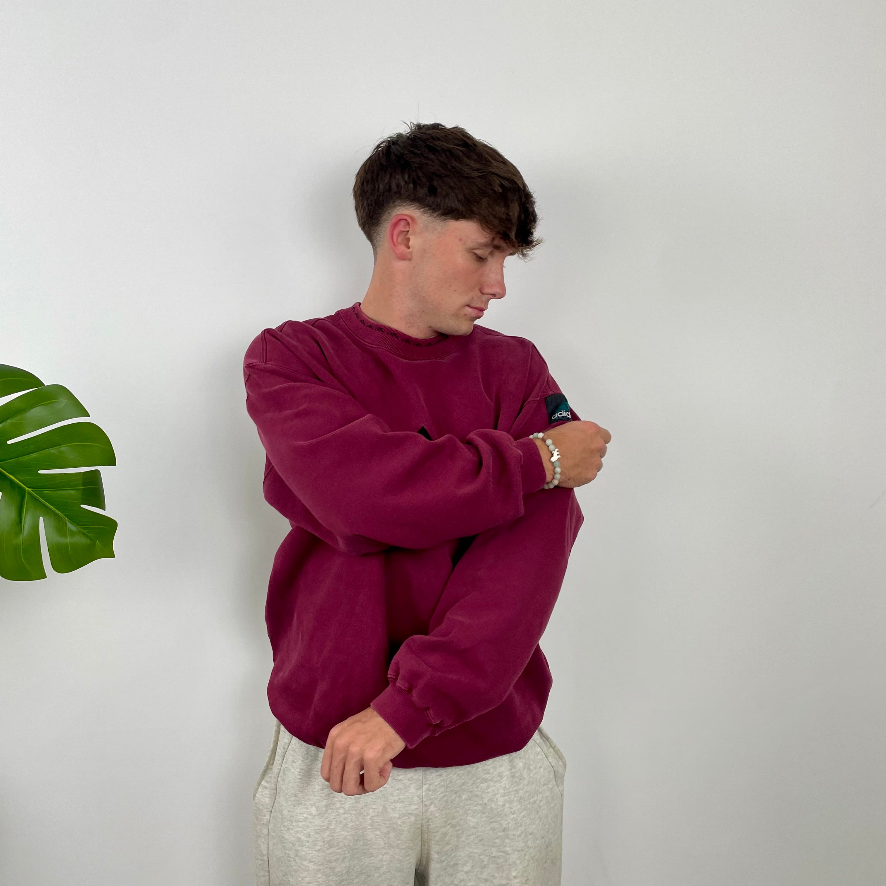 Adidas Equipment RARE Red Embroidered Spell Out Sweatshirt (L)
