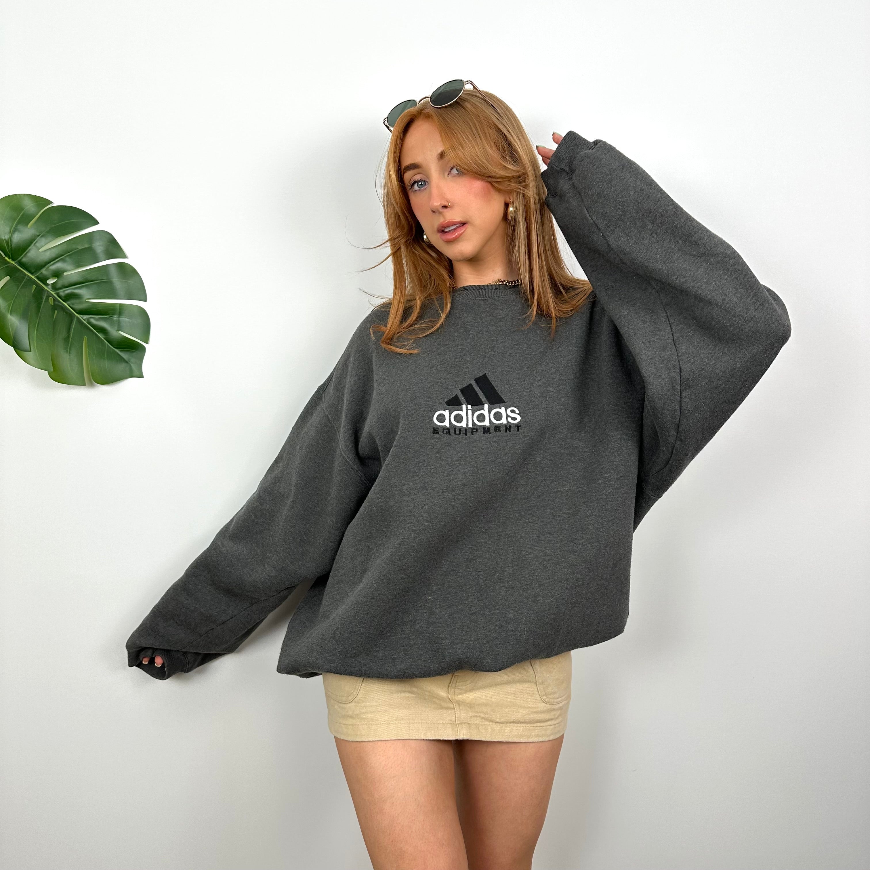 Adidas Equipment RARE Grey Embroidered Spell Out Sweatshirt (L)