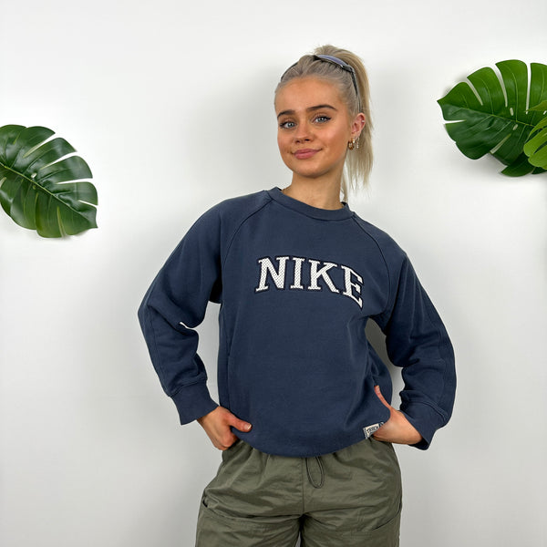 Nike Navy Embroidered Spell Out Sweatshirt (S)