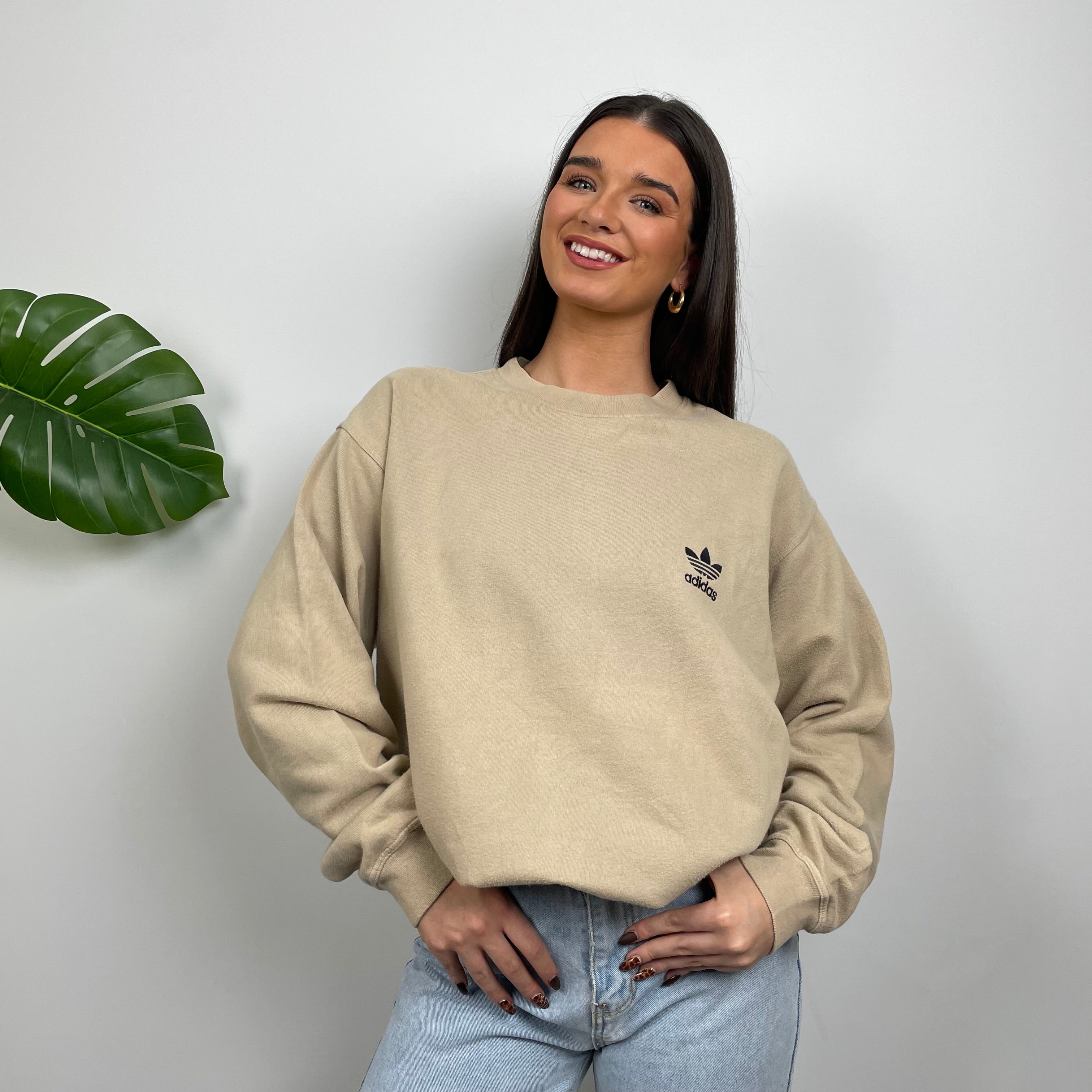 Adidas Tan Embroidered Spell Out Sweatshirt (L)