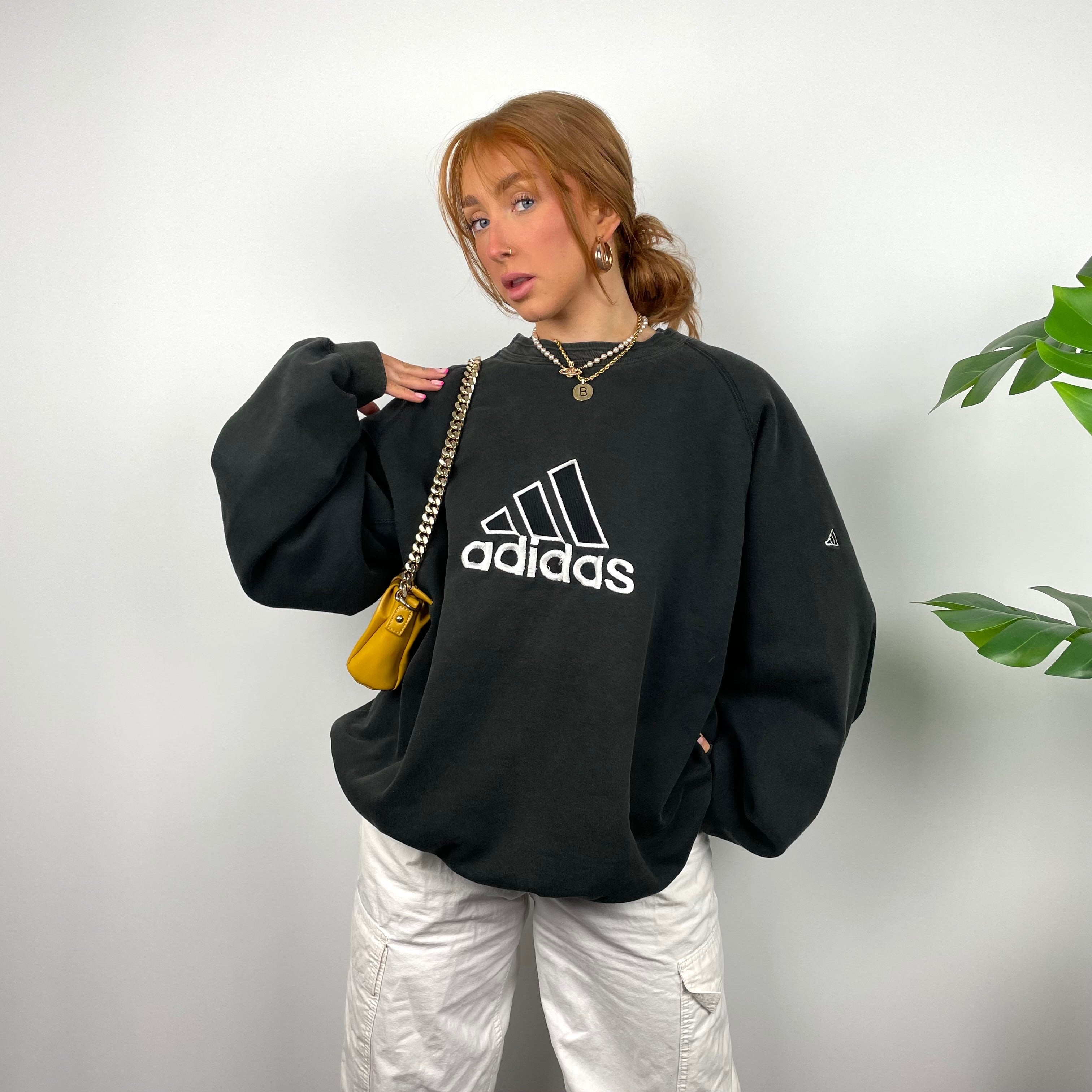 Adidas RARE Black Embroidered Spell Out Sweatshirt (L)