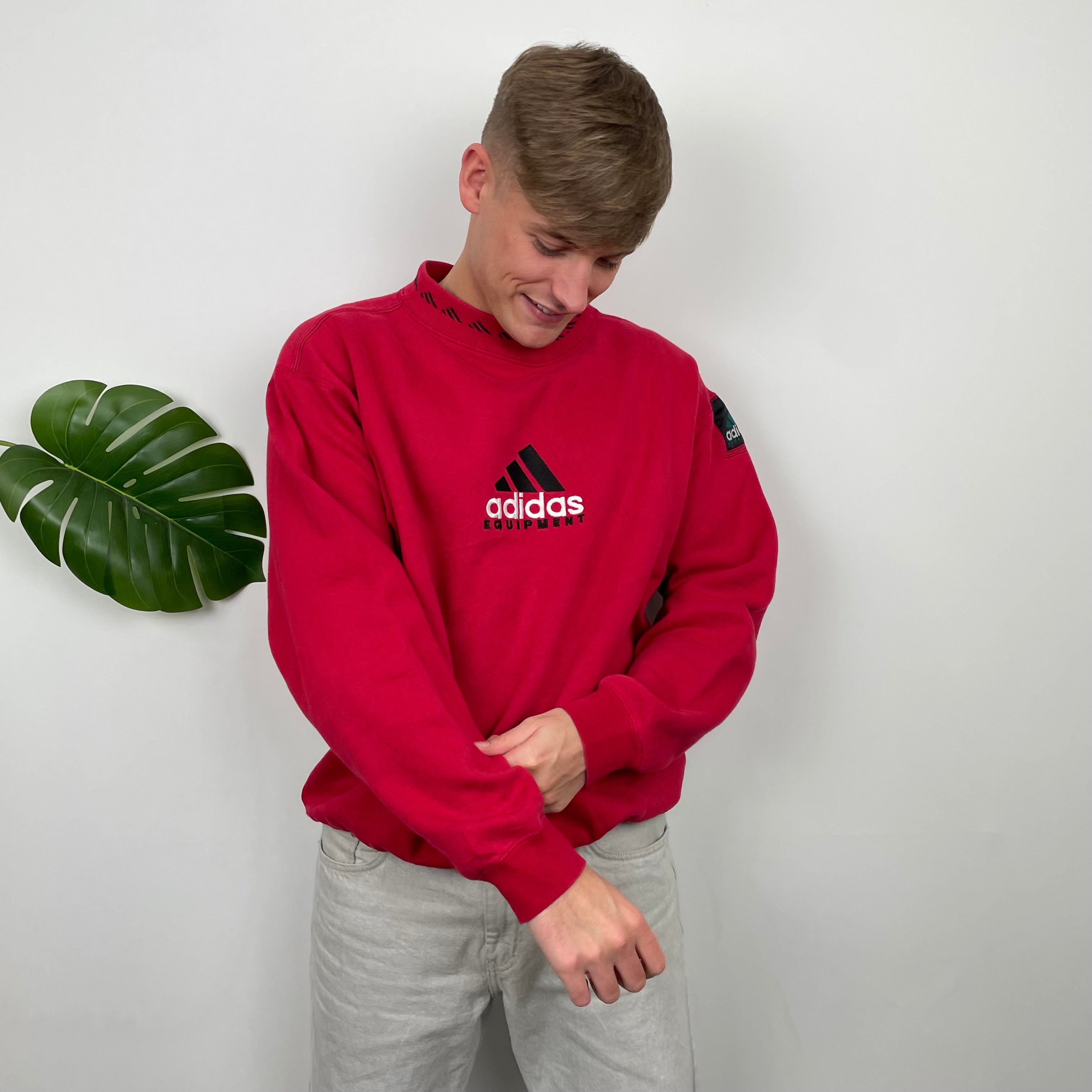 Adidas Equipment RARE Red Embroidered Spell Out Sweatshirt (M)