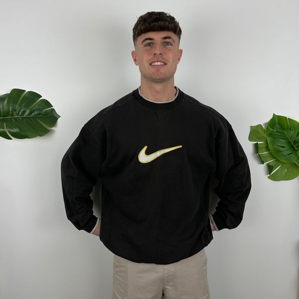 Nike Black Embroidered Swoosh Sweatshirt (XL)