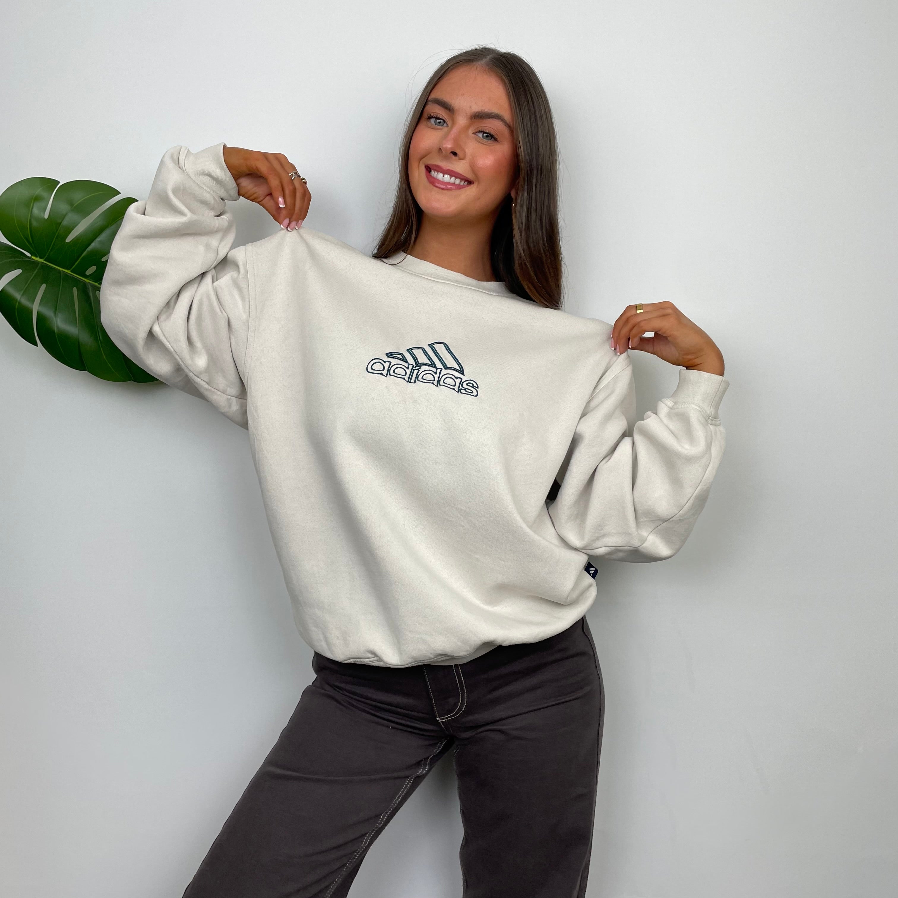 Adidas RARE Cream Embroidered Spell Out Sweatshirt (M)