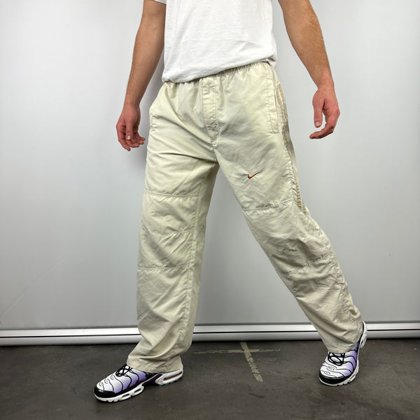 Nike Cream Embroidered Swoosh Track Pants (M)