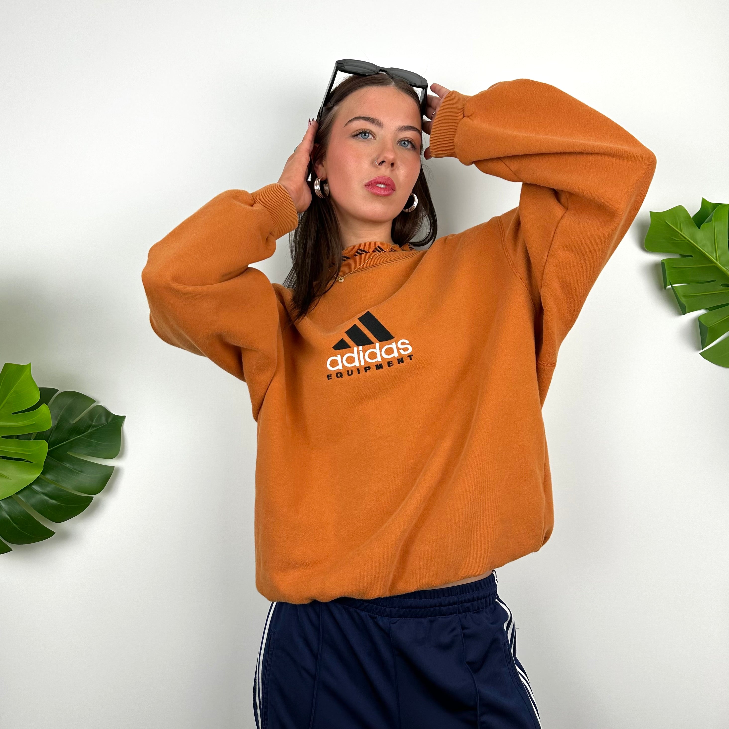 Adidas Equipment Orange Embroidered Spell Out Sweatshirt (M)