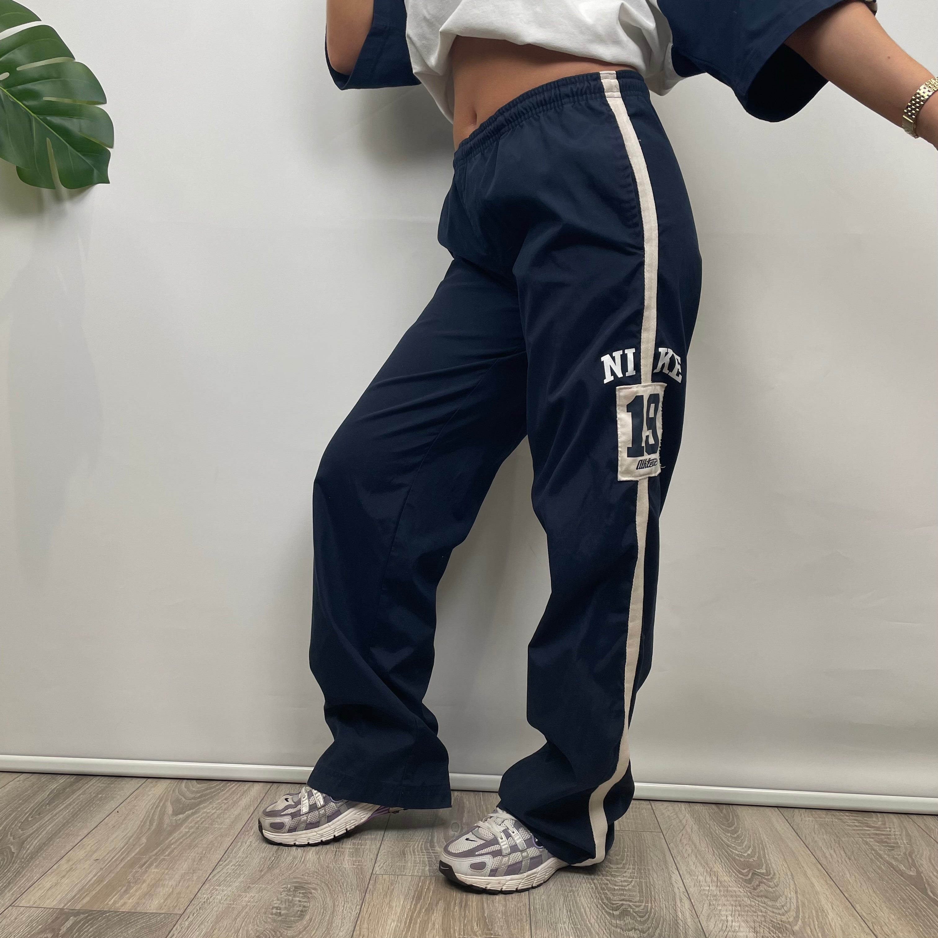 Nike Navy Embroidered Swoosh Track Pants (S)