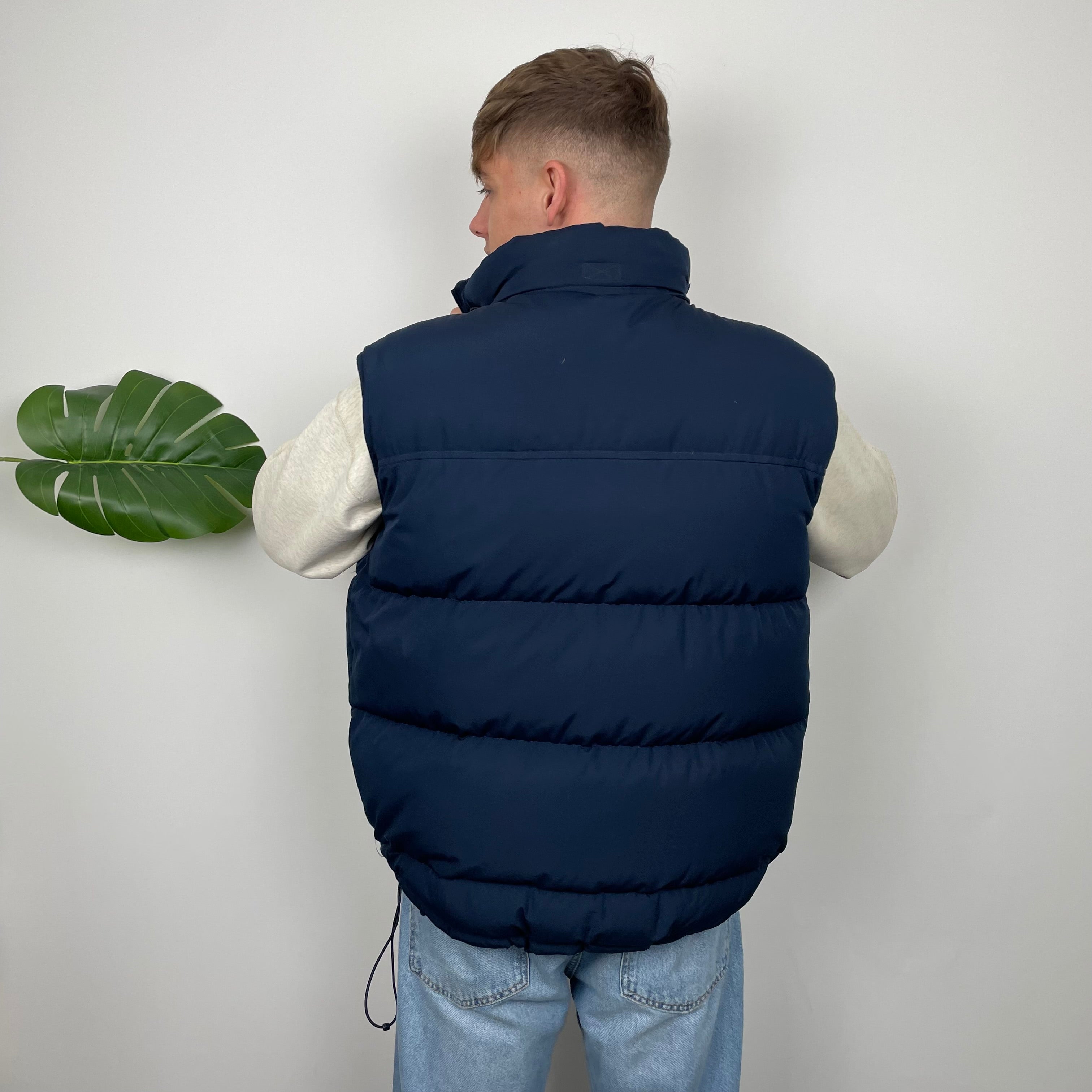 Nike Navy Embroidered Swoosh Puffer Gilet (XL)