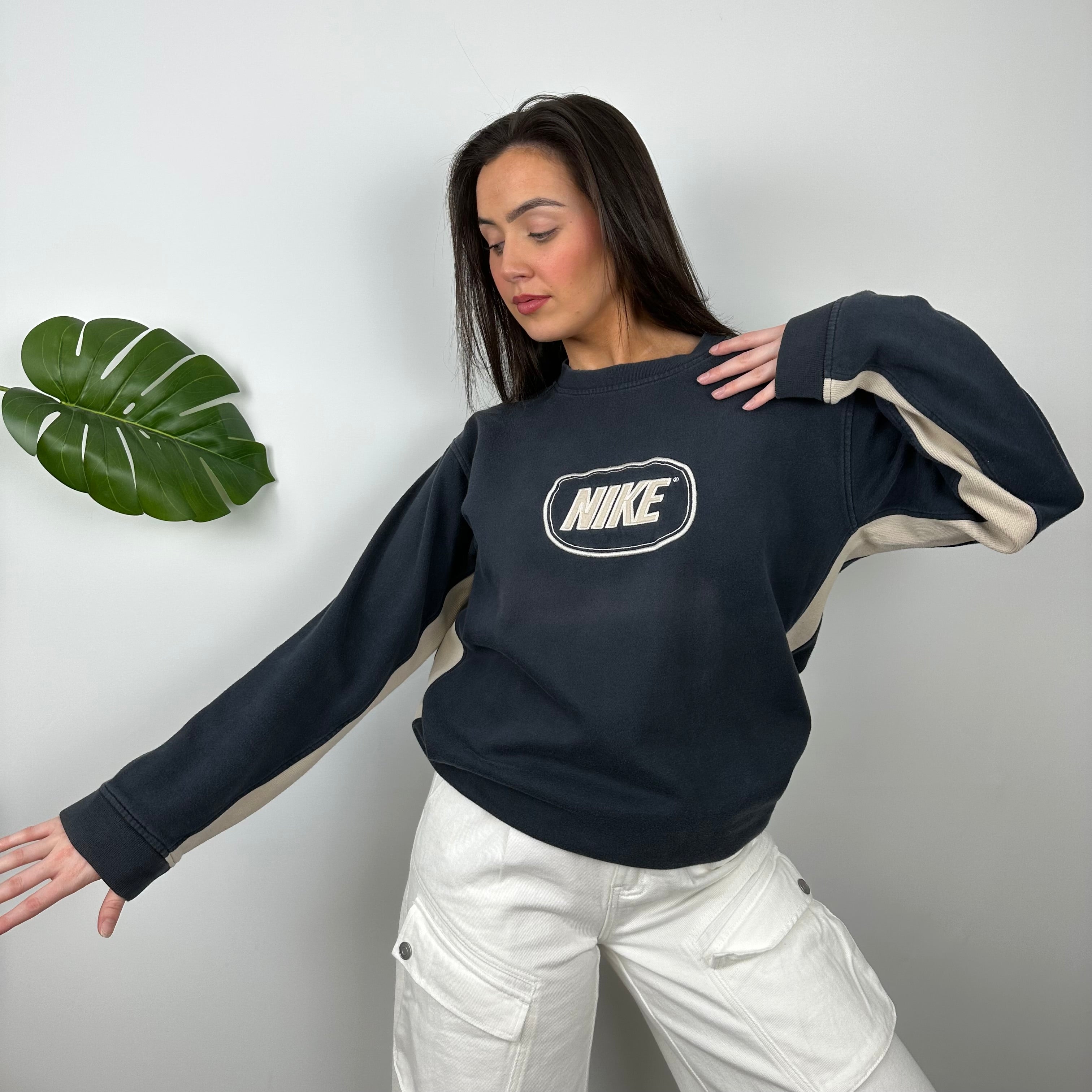 Nike Navy Embroidered Spell Out Sweatshirt (M)