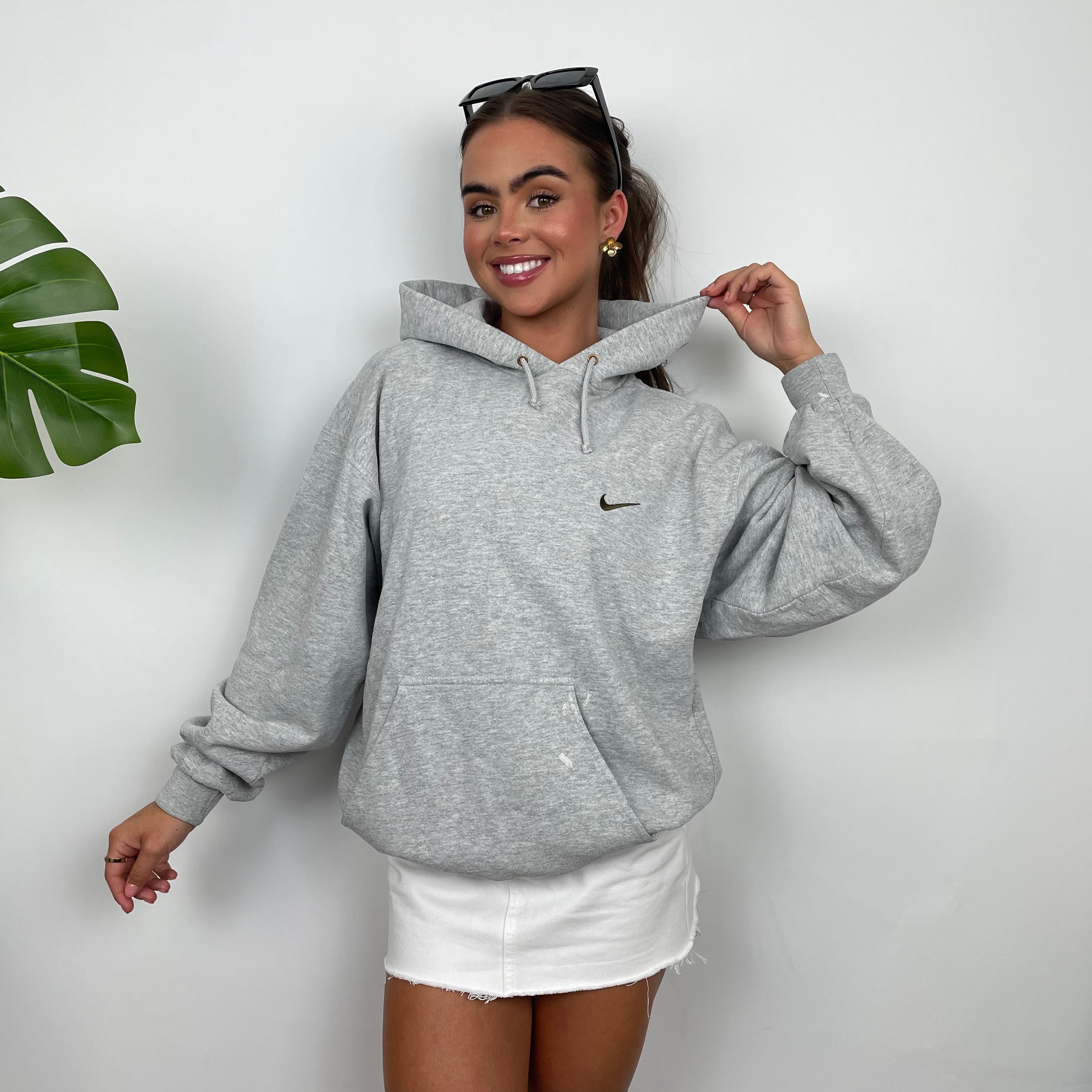 Nike Grey Embroidered Swoosh Hoodie (M)