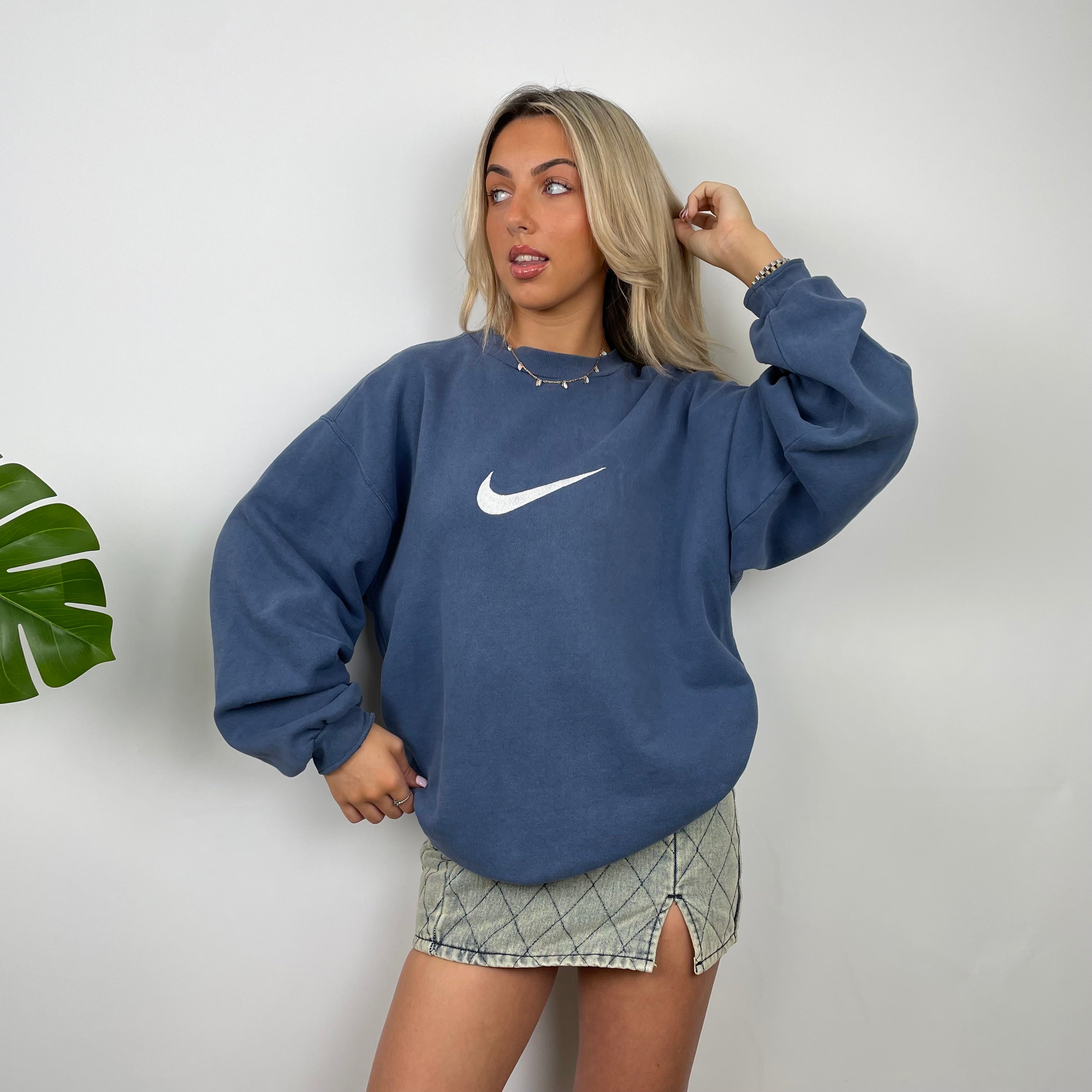 Nike Navy Embroidered Swoosh Sweatshirt (M)