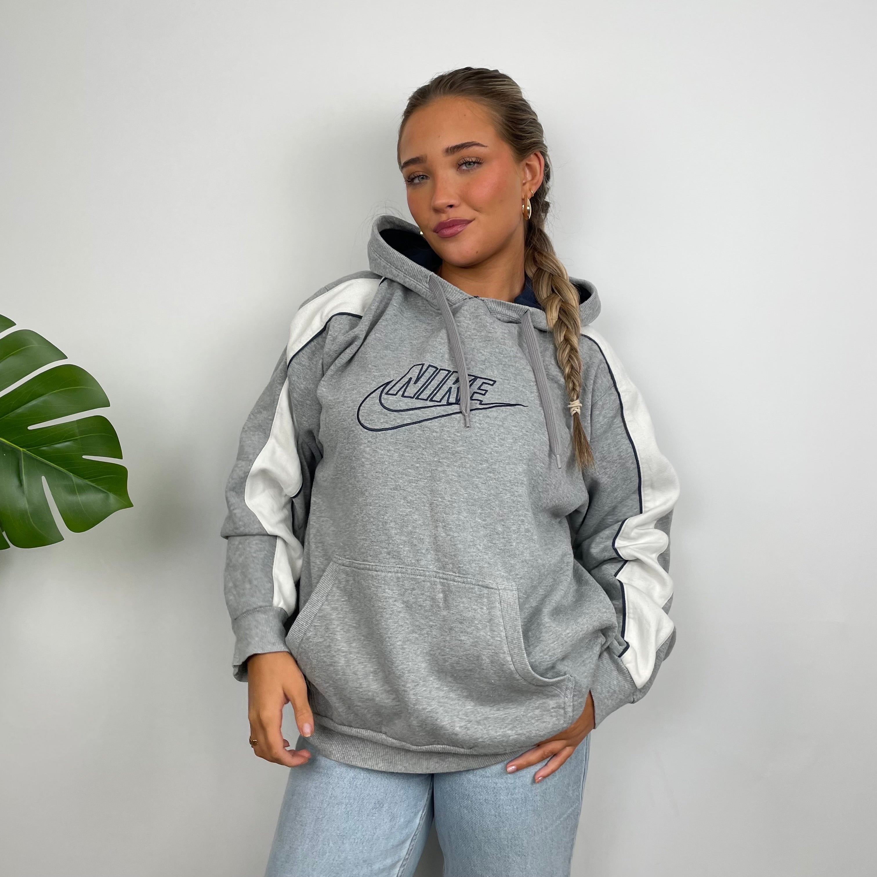 Nike Grey Embroidered Spell Out Hoodie (L)