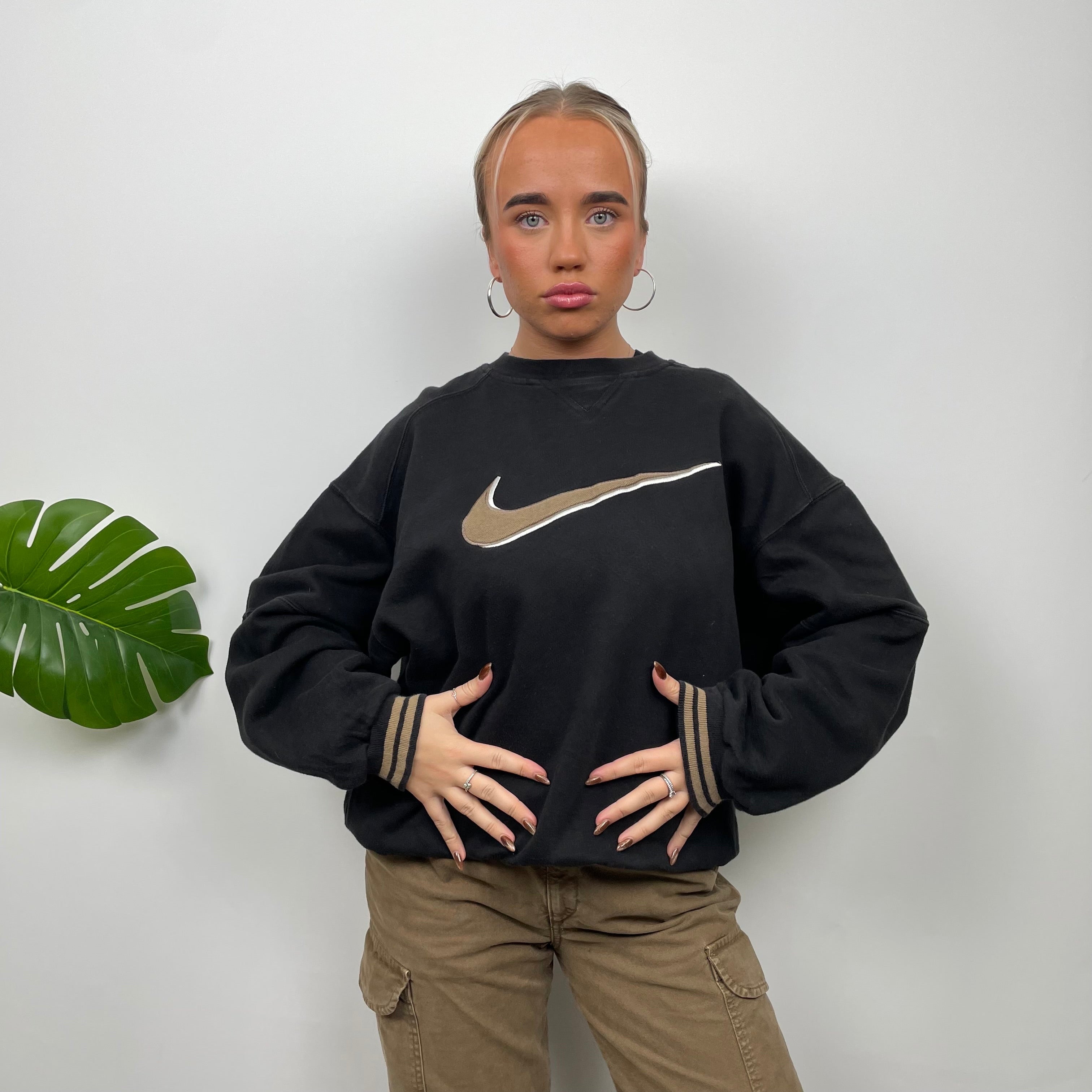 Nike Black Embroidered Swoosh Sweatshirt (M)