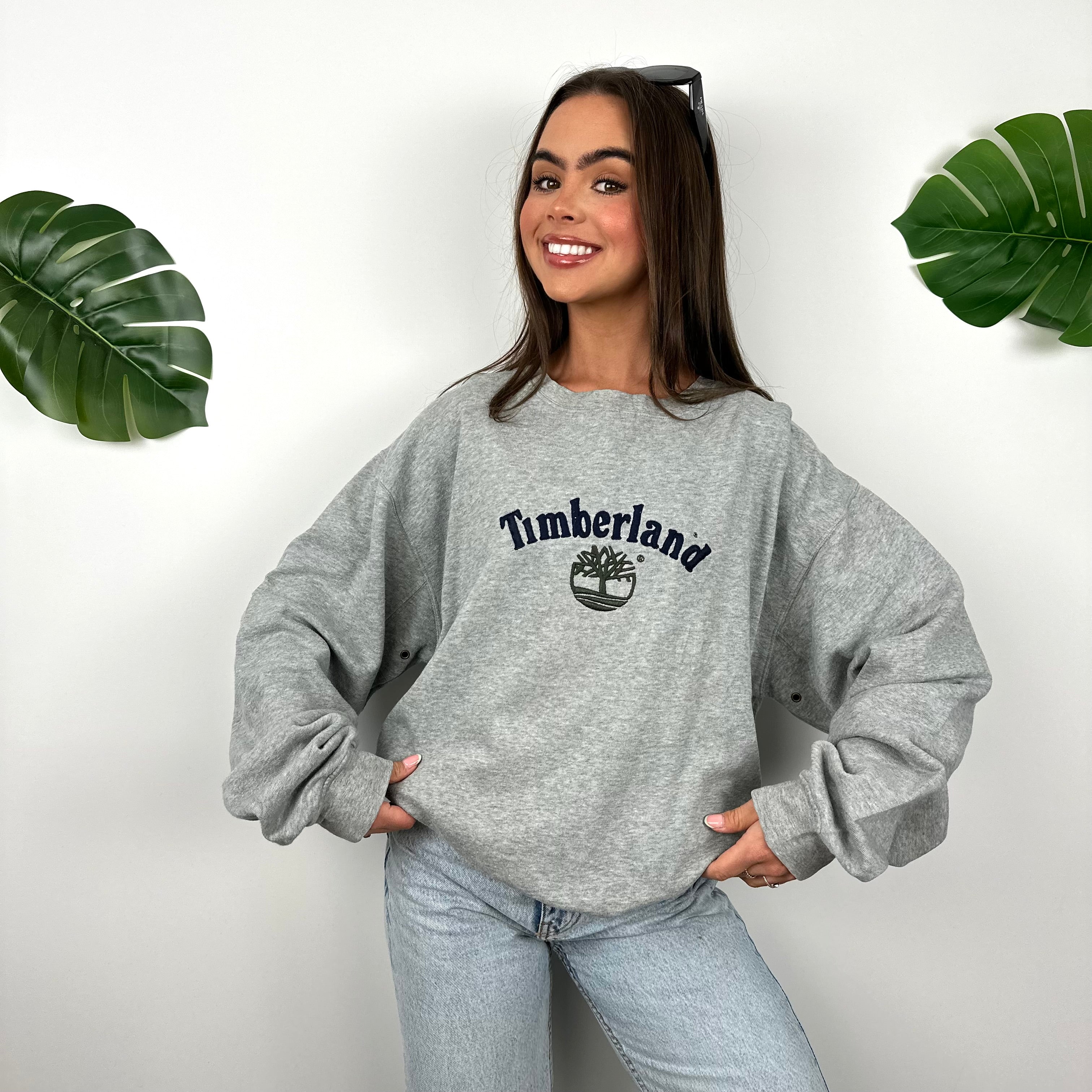 Timberland Grey Embroidered Spell Out Sweatshirt (L)