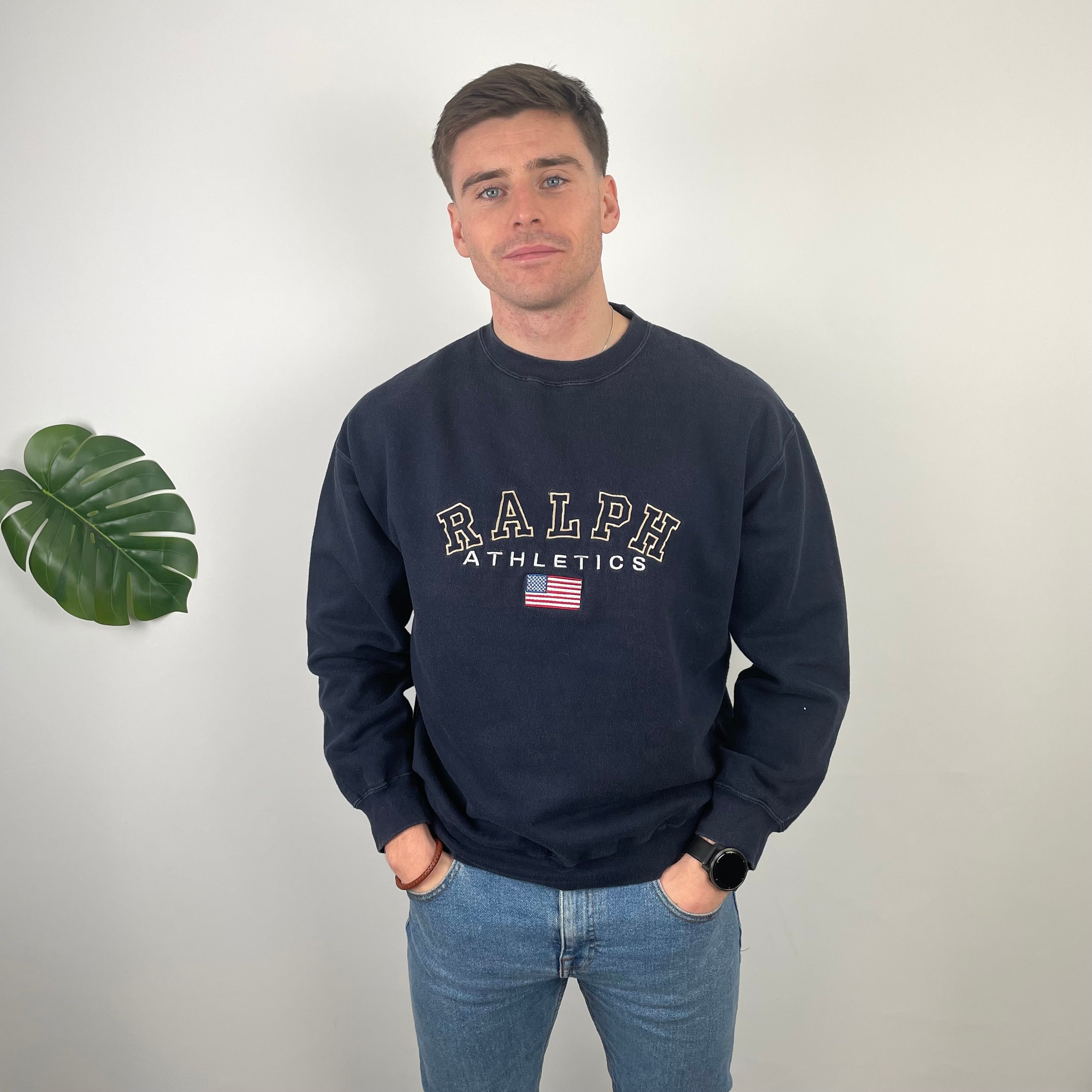 Polo Ralph Lauren RARE Navy Embroidered Spell Out Sweatshirt (M)
