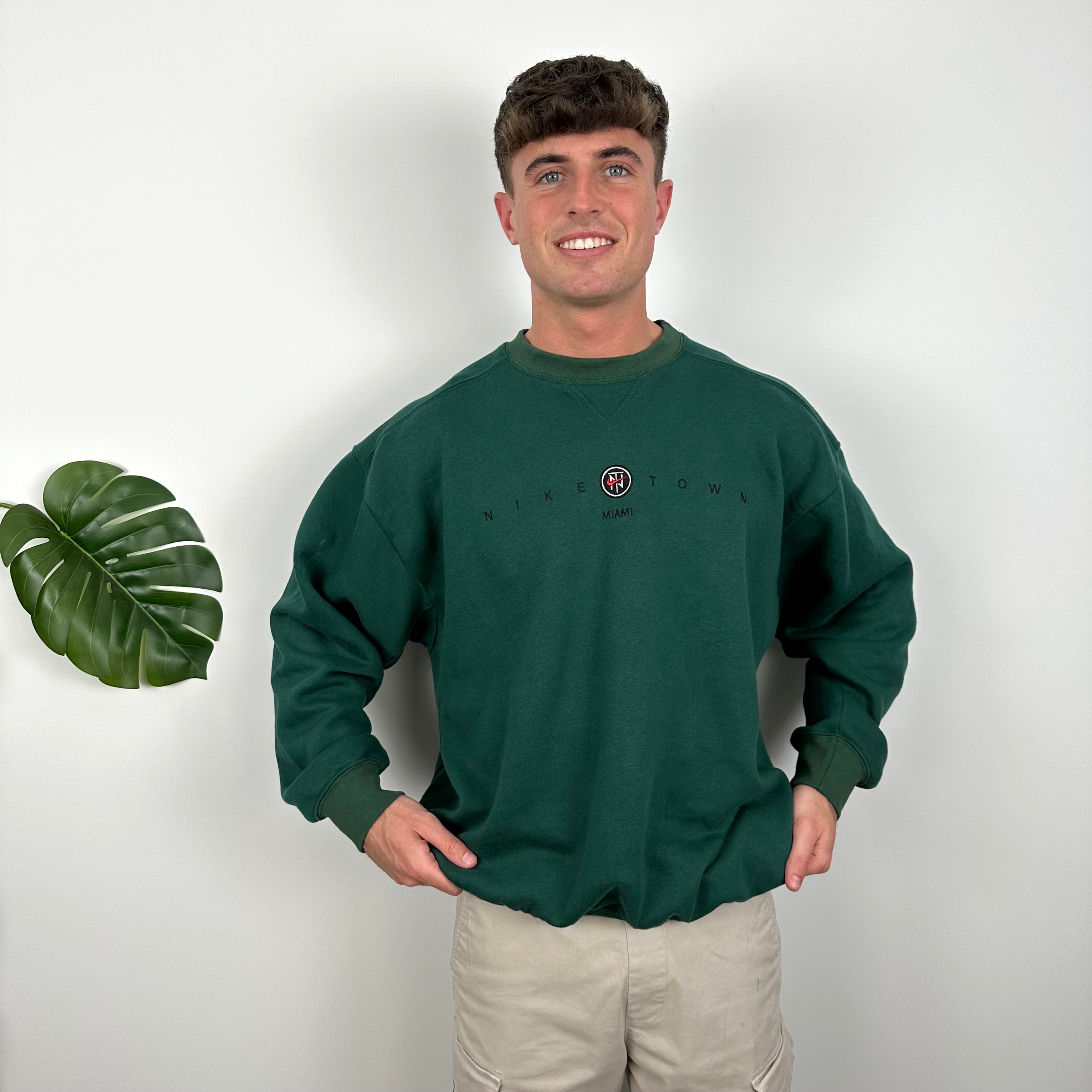 Nike Town Miami Green Embroidered Spell Out Sweatshirt (L)