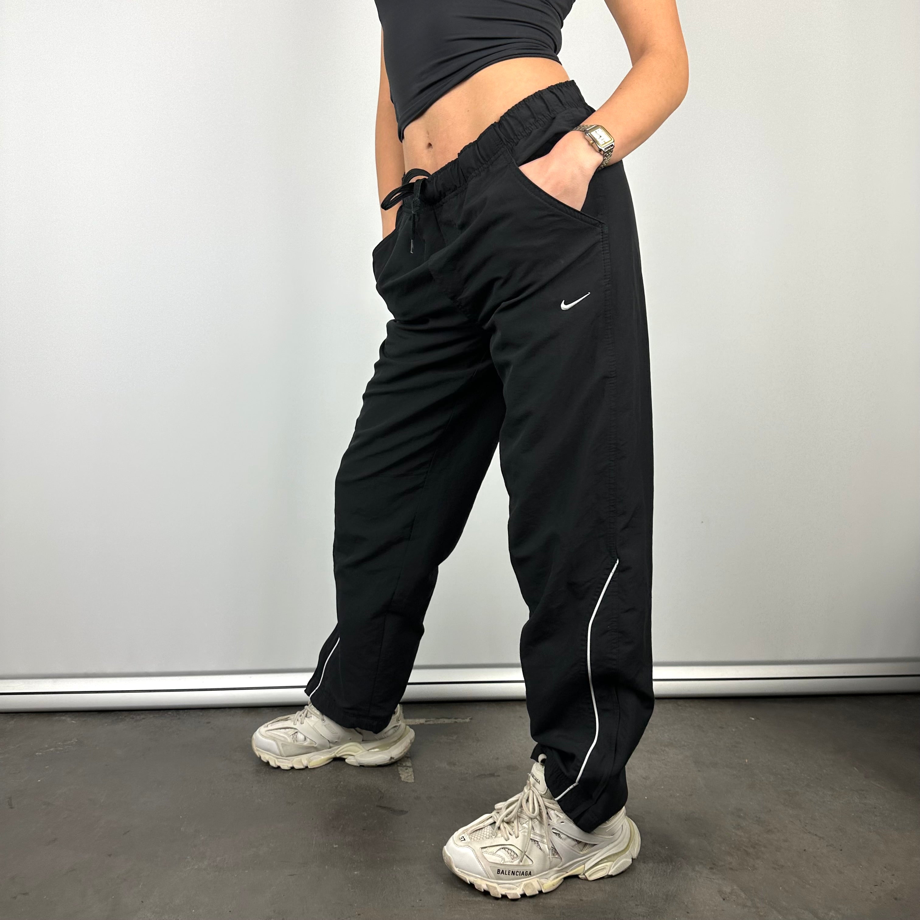 Nike Black Embroidered Swoosh Track Pants (M)