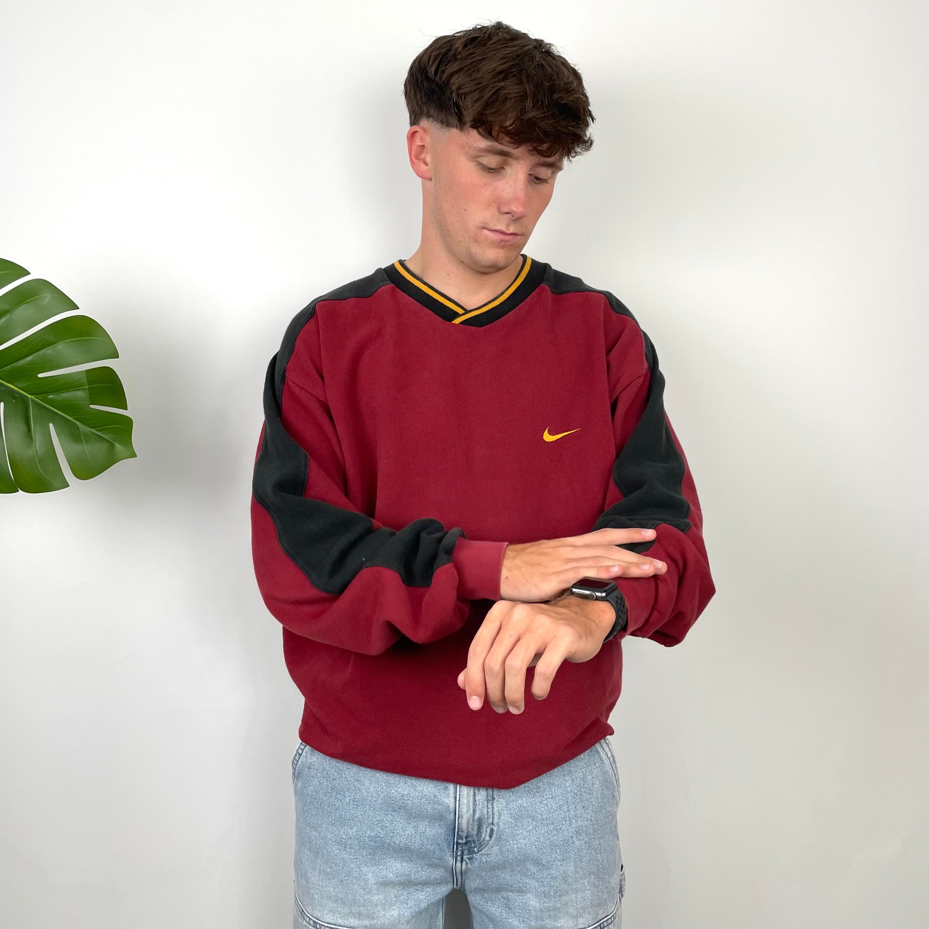 Nike Red Embroidered Swoosh Sweatshirt (XL)