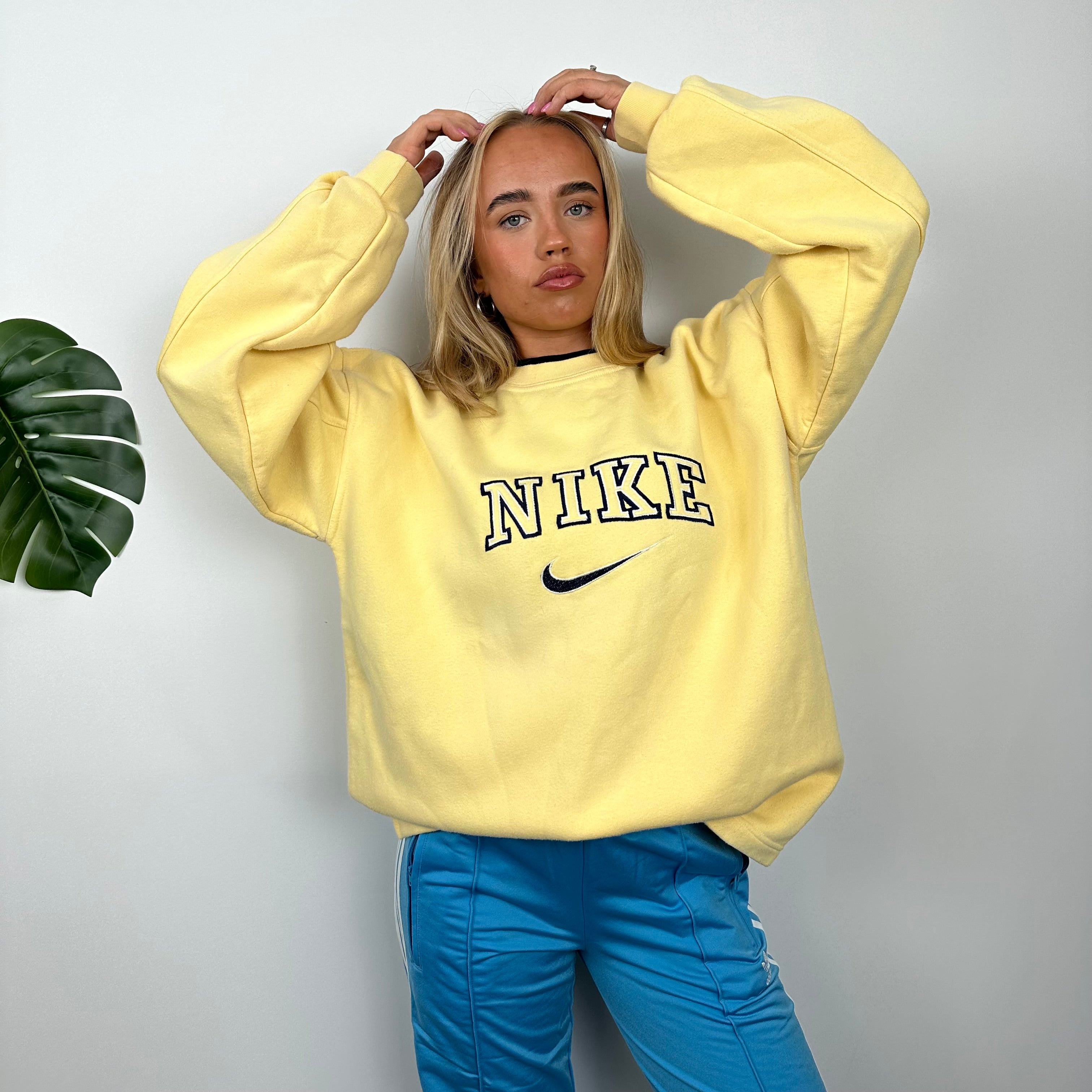 Nike Yellow Embroidered Spell Out Sweatshirt (L)